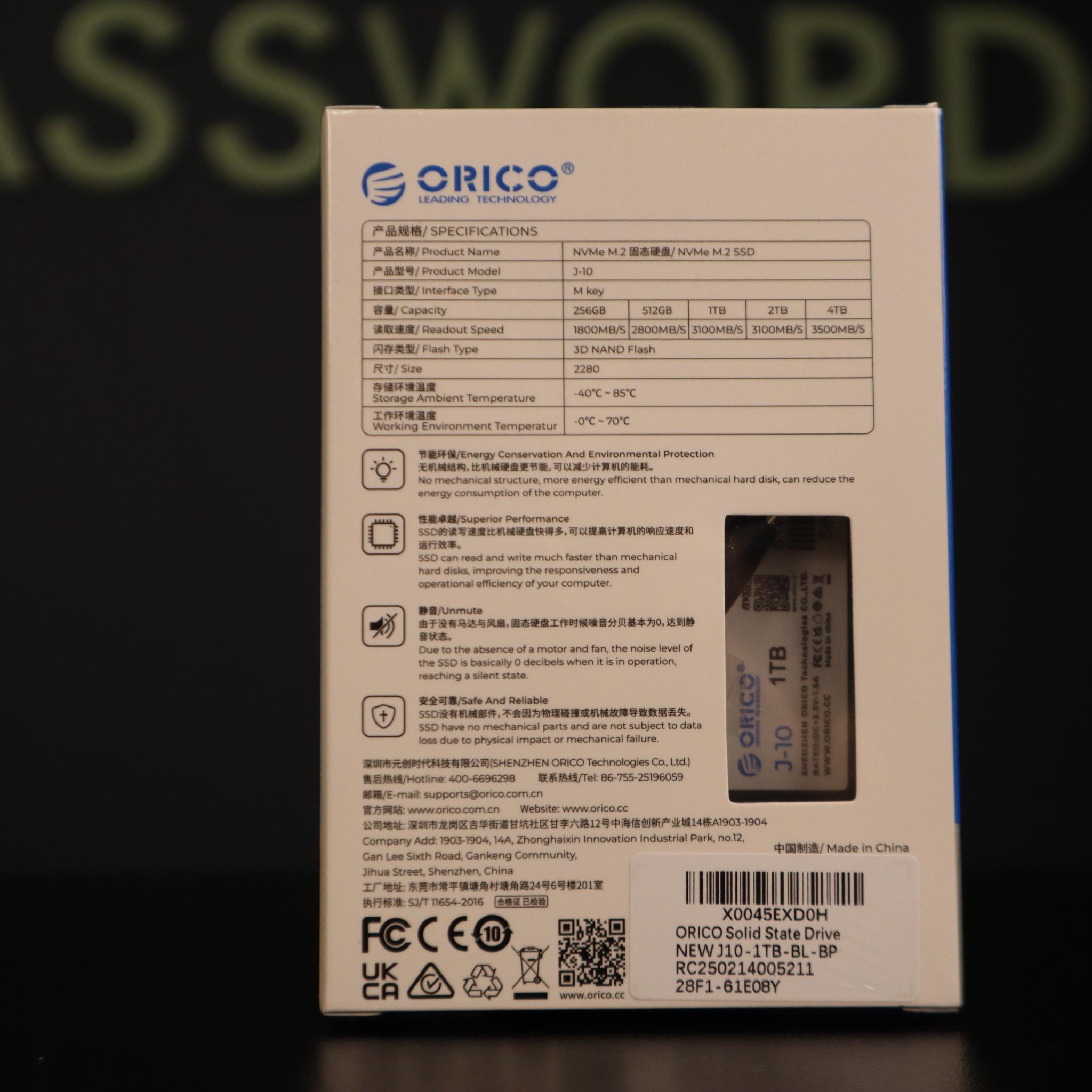 Orico 1TB NVME - GEN3 - 3100MB/s - Brand New Sealed!