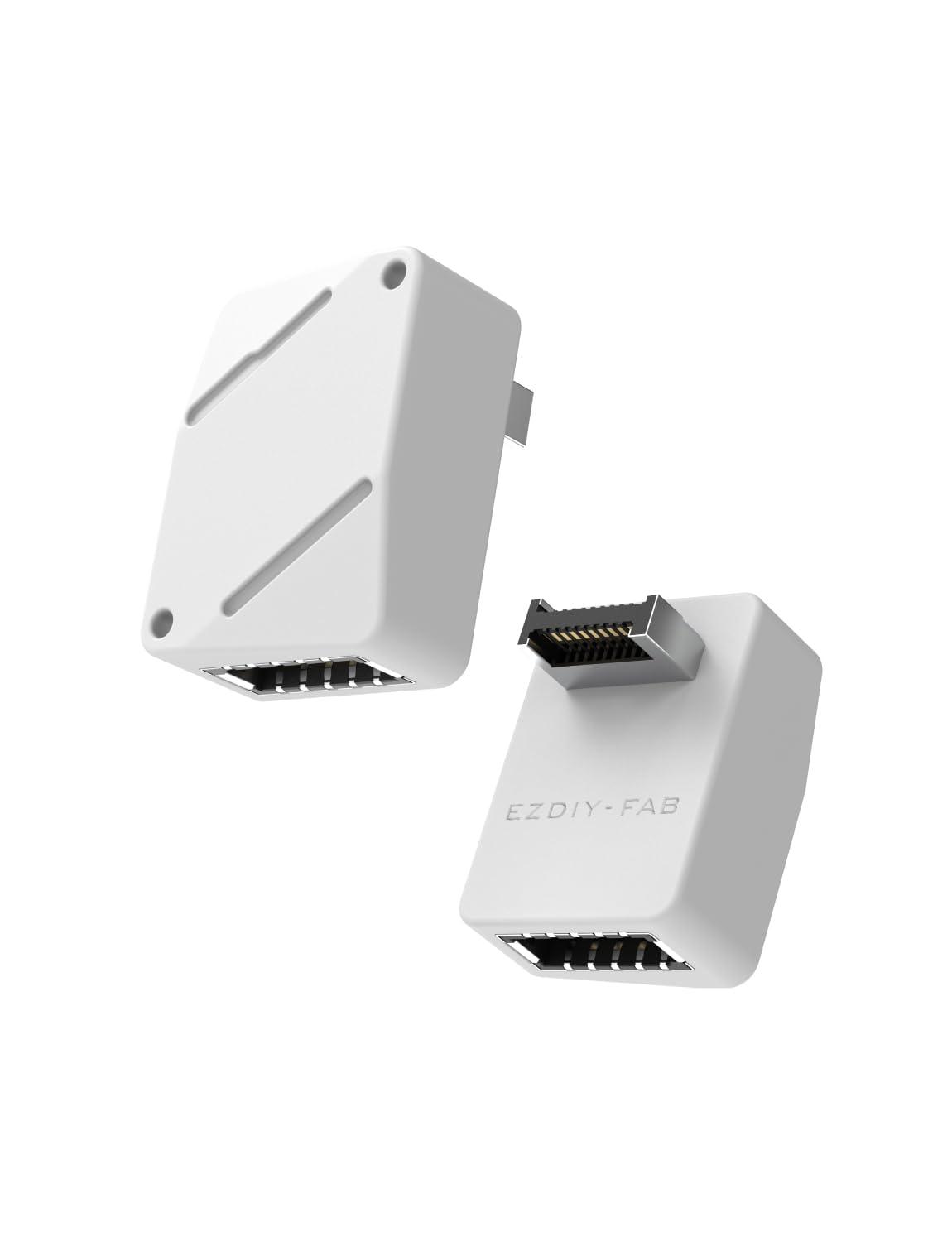EZDIY-FAB USB 3.2 Gen 2 Type-E 90 Degree L-Shape Adapter White STD Motherboard USB-C Header