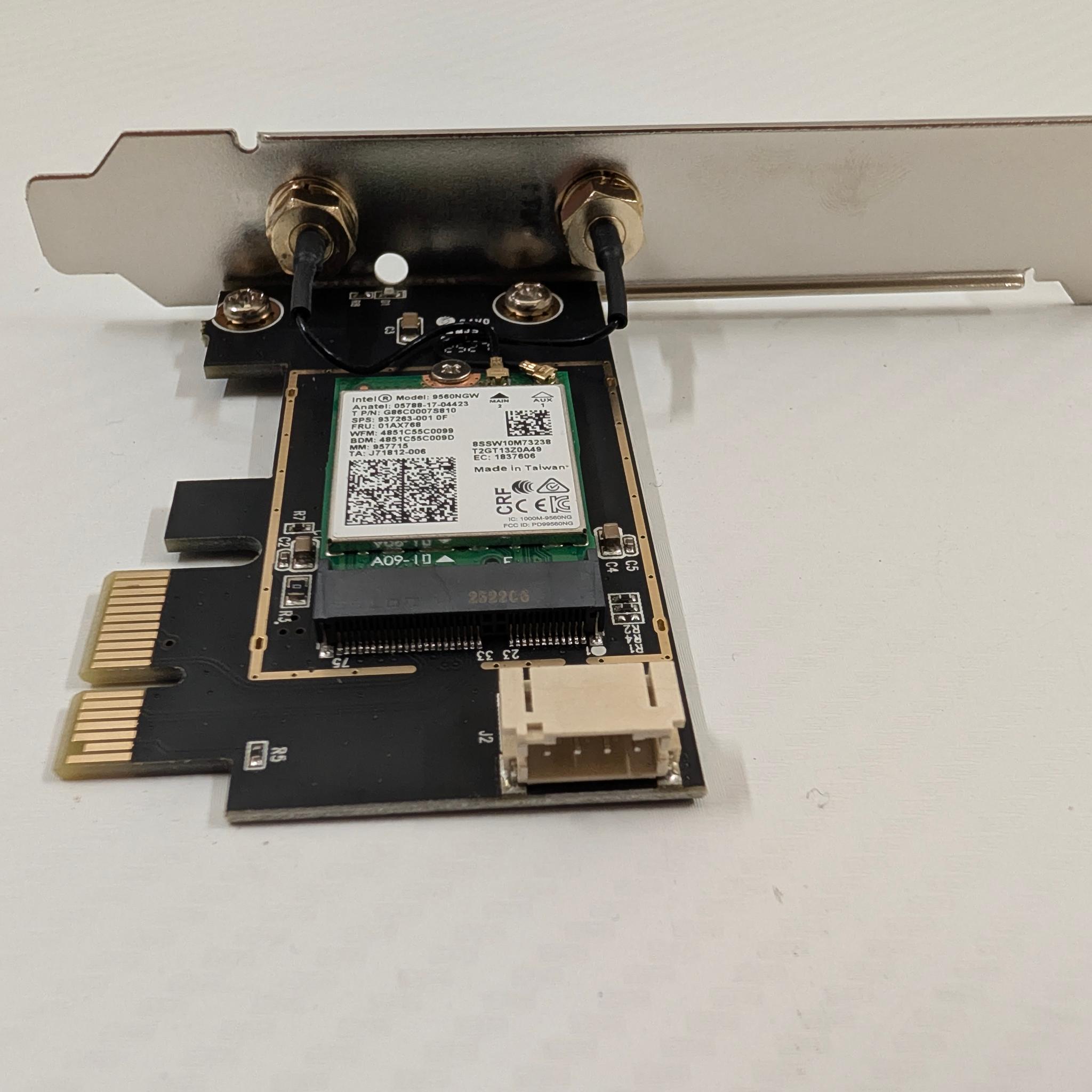 WiFi 5 PCIe Card | Intel AC 9560 Chip, 867Mbps Dual-Band 2.4GHz/5GHz, Bluetooth 4.2