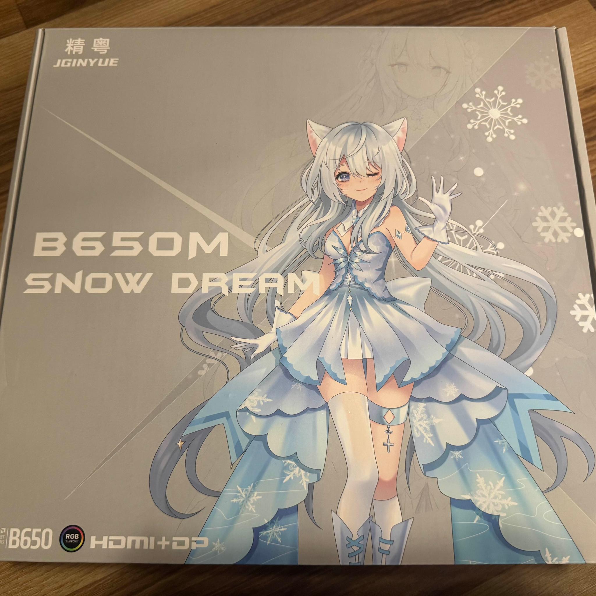 JGINYUE B650M Snow Dream motherboard + WiFi/Bluetooth installed