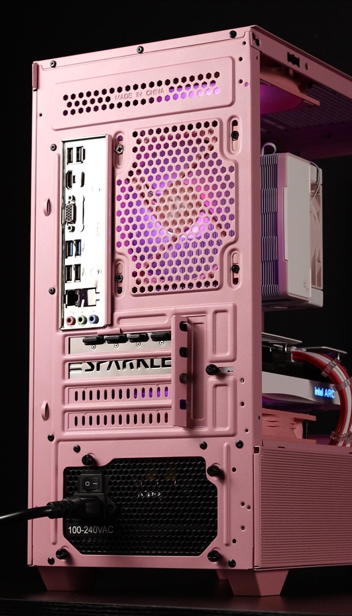 🎀 Pink Gaming PC 🎀 Intel Arc A750 🩷 Ryzen 5 5500 🩷 16GB DDR4 🩷 1TB NVMe SSD
