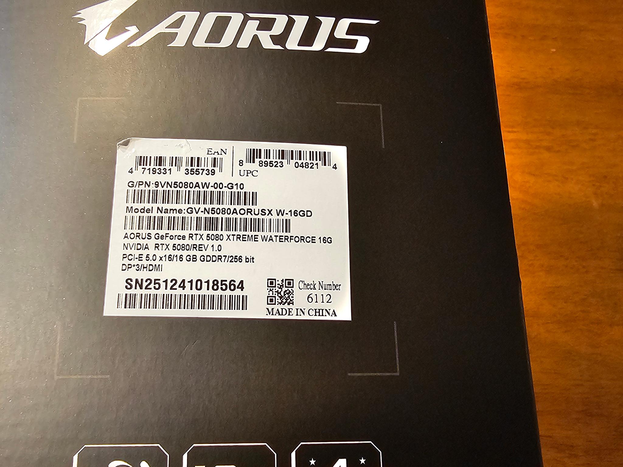 RTX 5080 Aorus XTREME Waterforce 16GB GDDR7 New open box with warranty