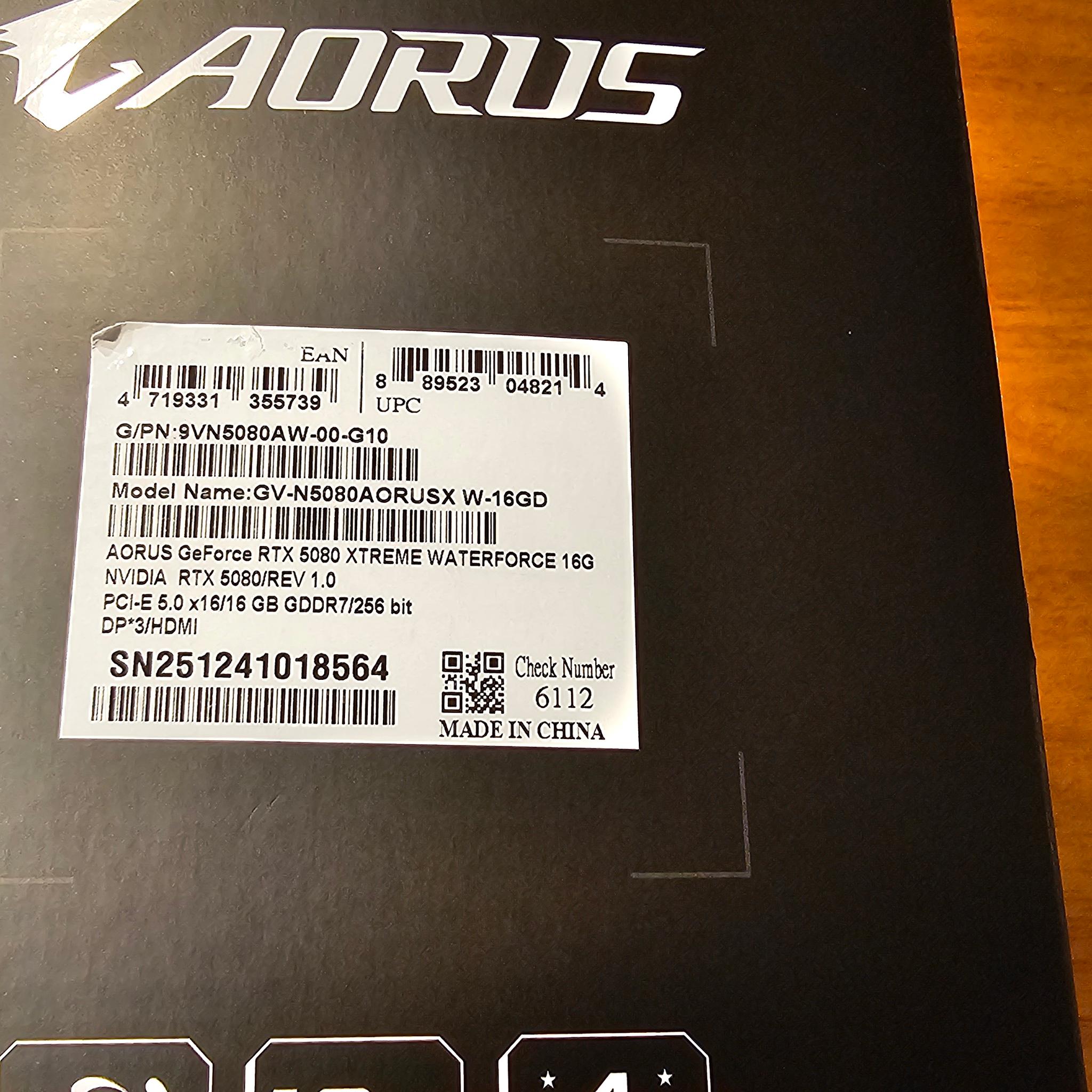RTX 5080 Aorus XTREME Waterforce 16GB GDDR7 New open box with warranty