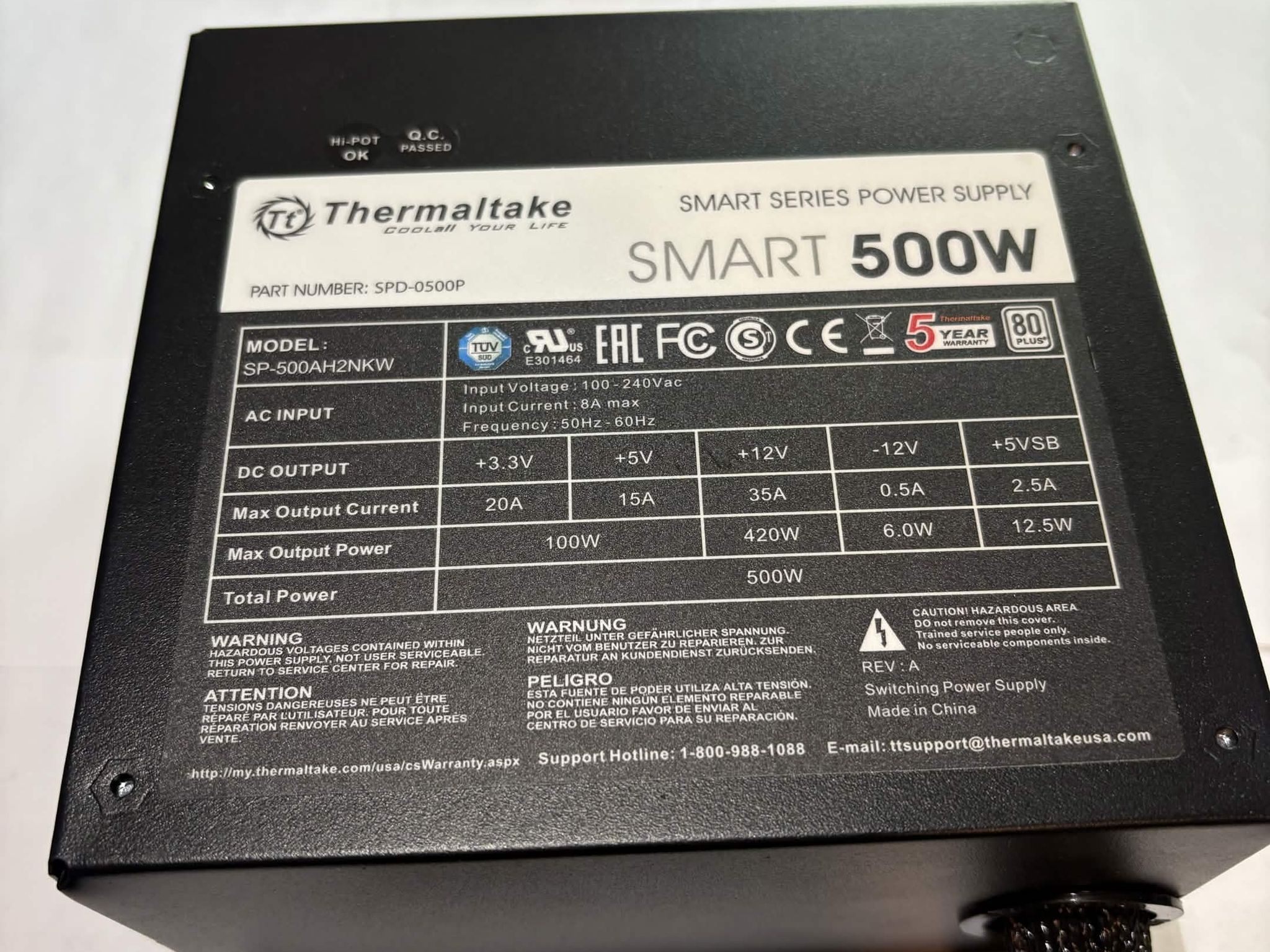 Thermaltake Smart 500W PSU 80+ Power Supply (NM)