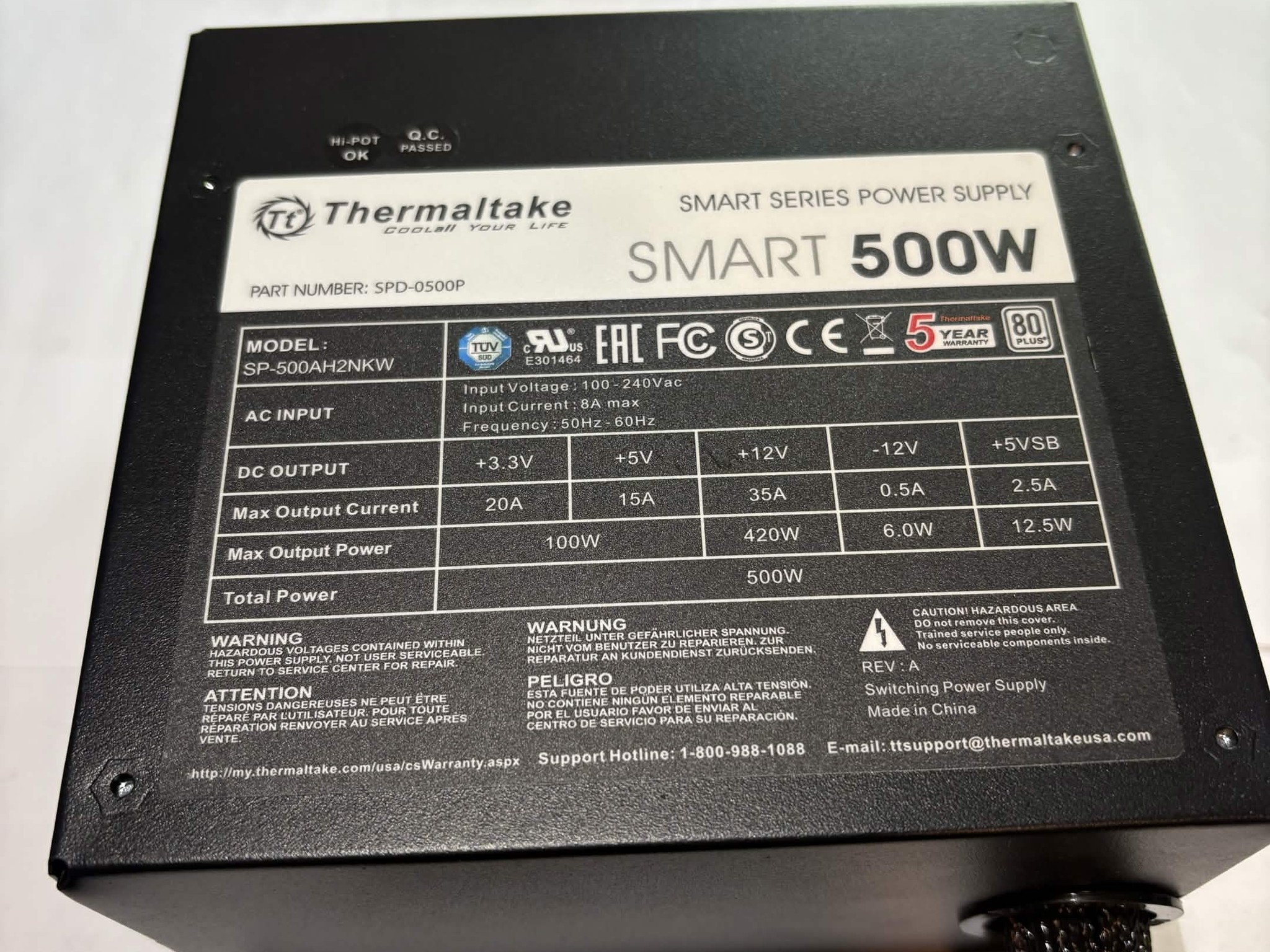 Thermaltake Smart 500W PSU 80+ Power Supply (NM)