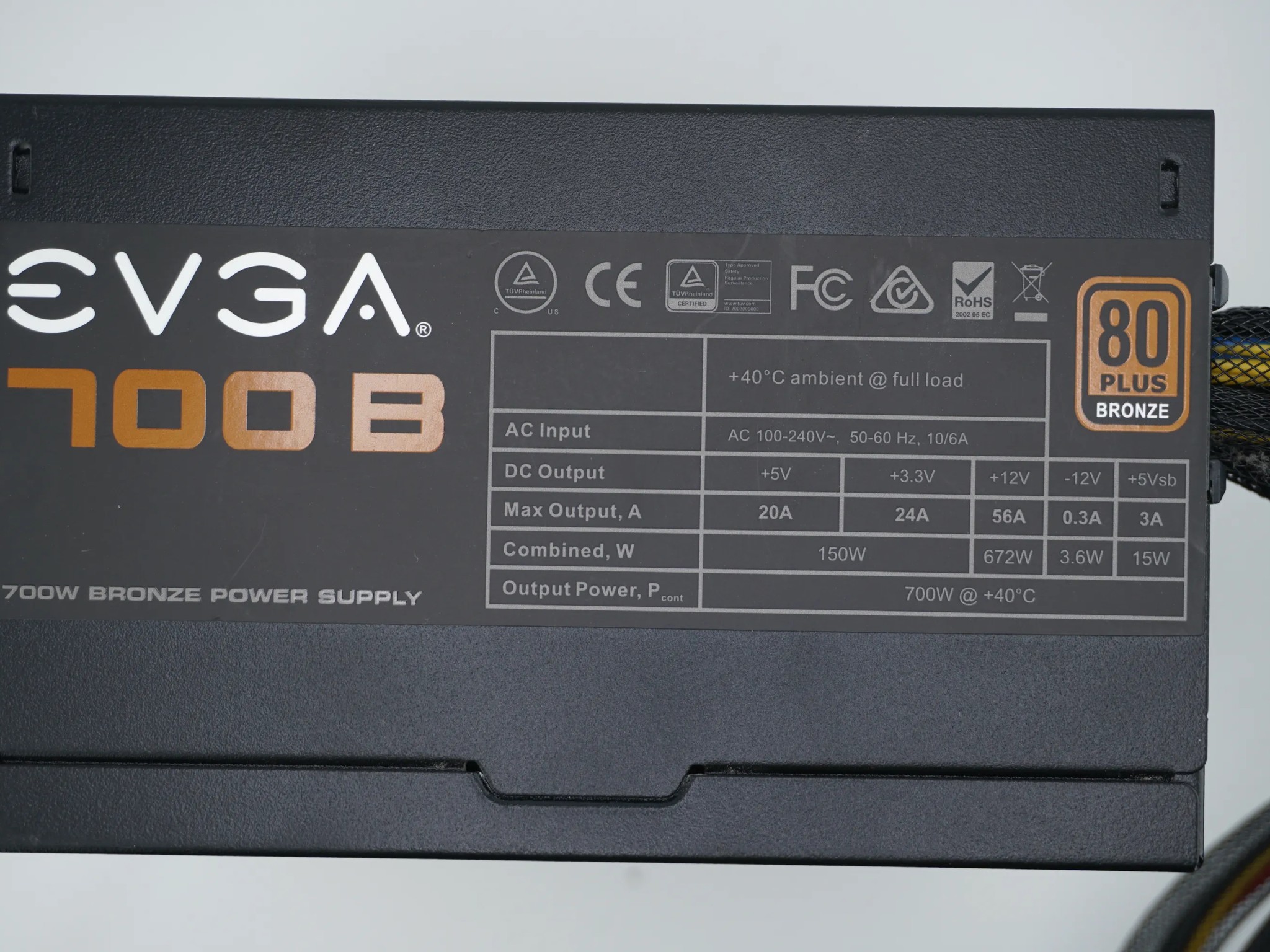 EVGA 700W B1 80+ Bronze Power Supply P/N 100-B1-0700-K1