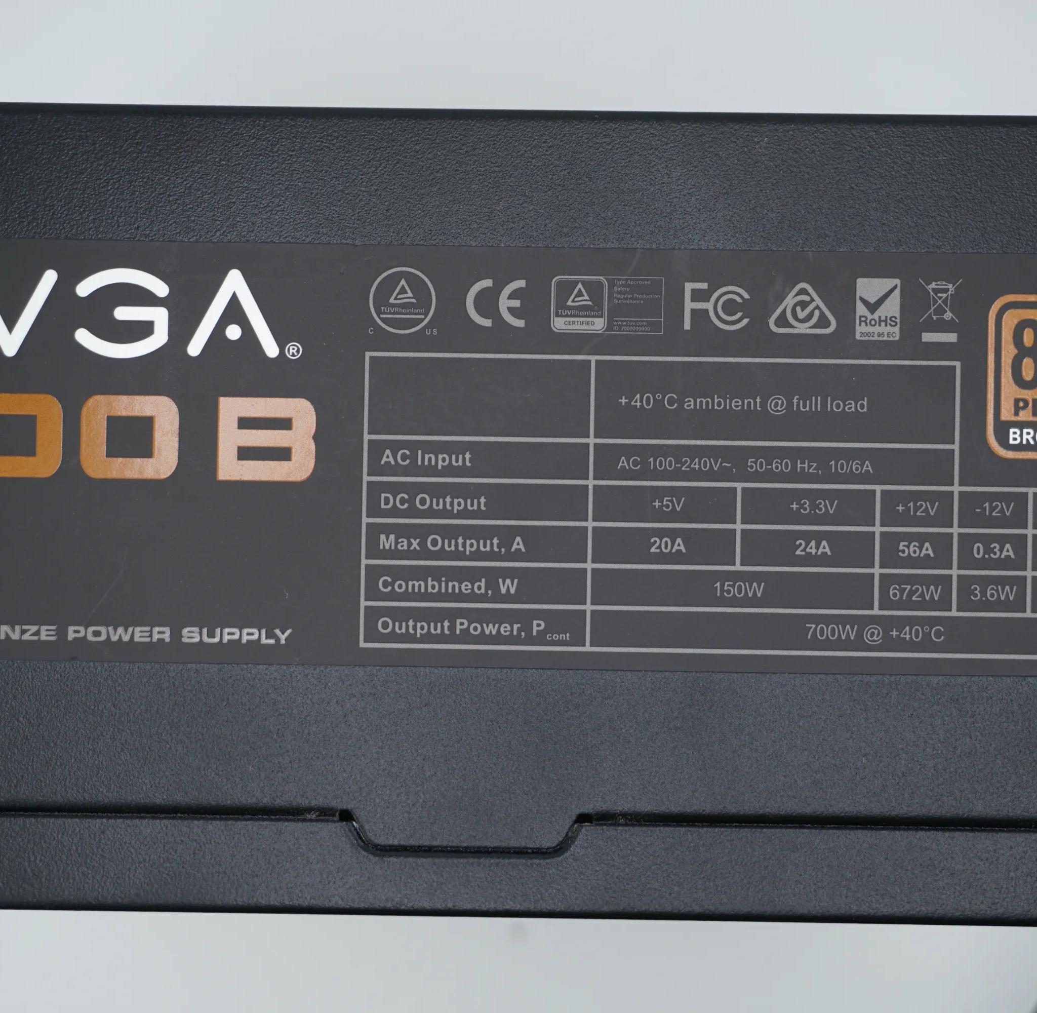 EVGA 700W B1 80+ Bronze Power Supply P/N 100-B1-0700-K1