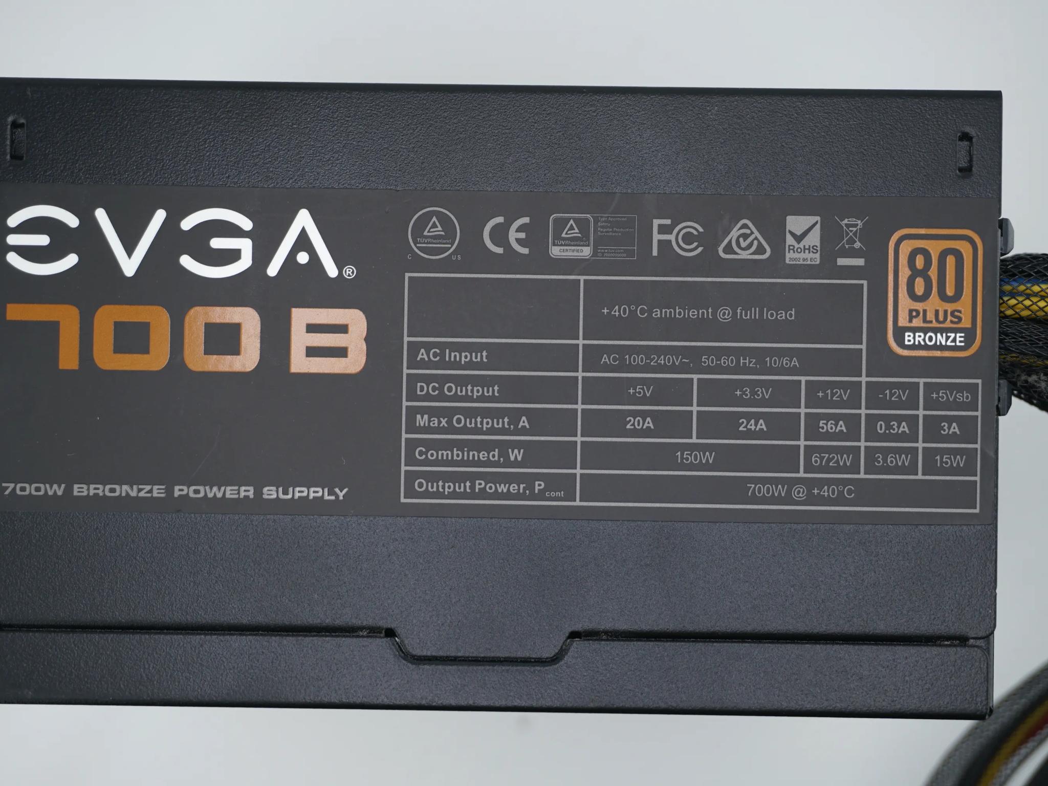 EVGA 700W B1 80+ Bronze Power Supply P/N 100-B1-0700-K1