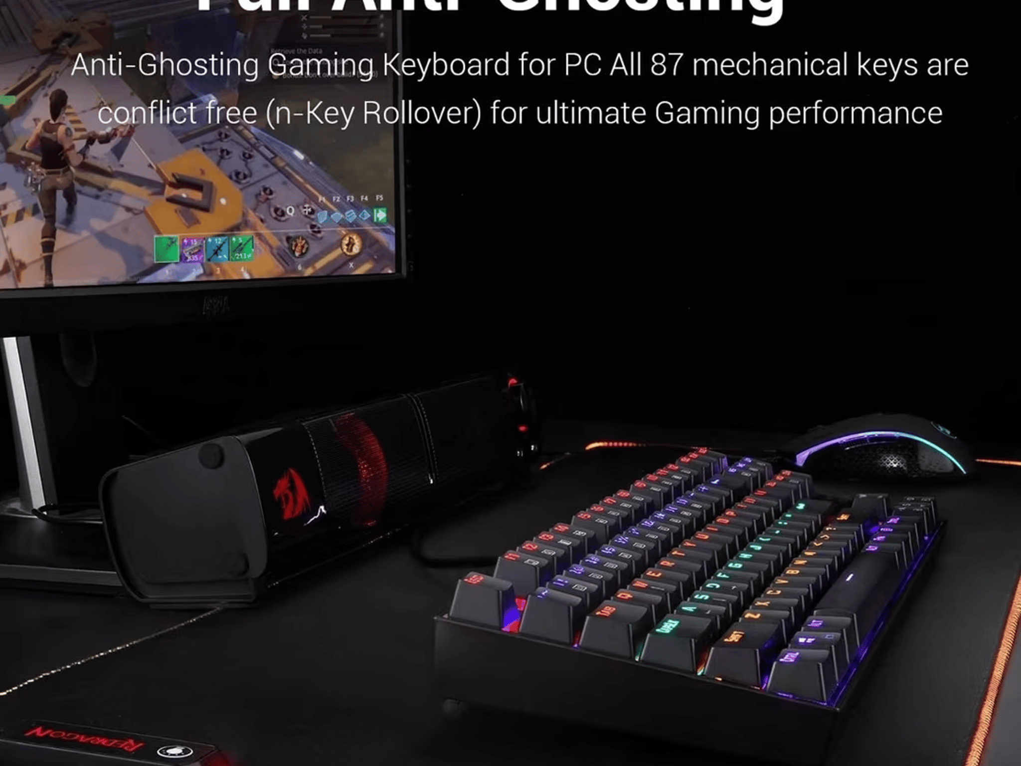 Redragon K552 RGB Mechanical Gaming Keyboard Wired (Black, 87 Keys Blue Switches) (Used, Like New)