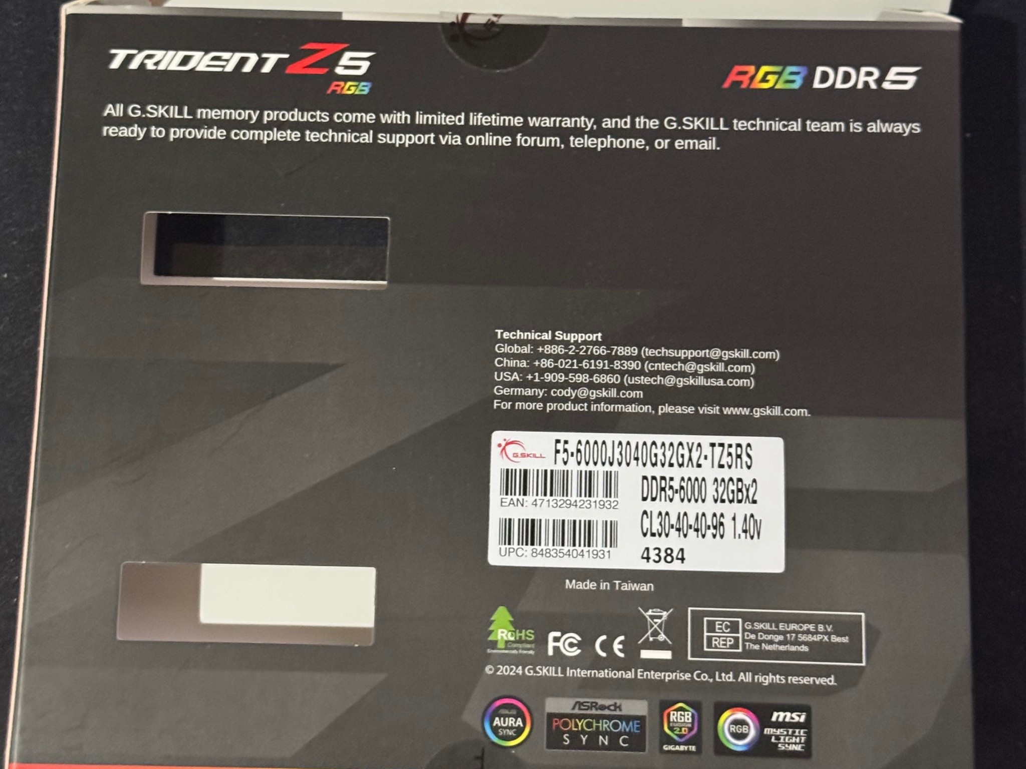 G.SKILL Trident Z5 RGB Series (Intel XMP 3.0) DDR5 RAM 64GB (2x32GB) 6000MT/s CL30-40-40-96 1.40V