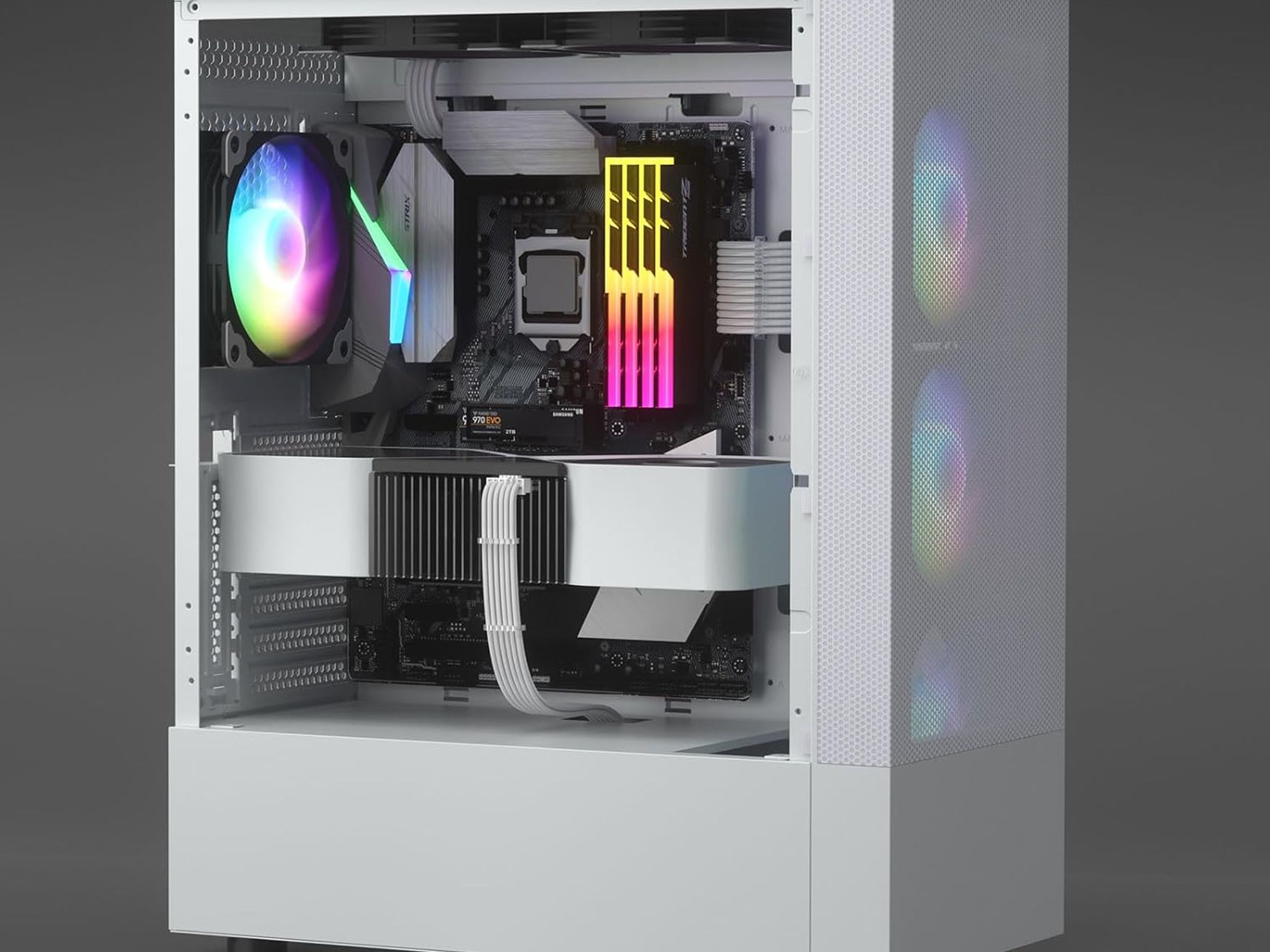 Sirlyr Corsair 12vhpwr Cable 12+4 Pin to Dual 8 Pin PSU Cables 600W PCIE 5.0 - Male to Male WHITE