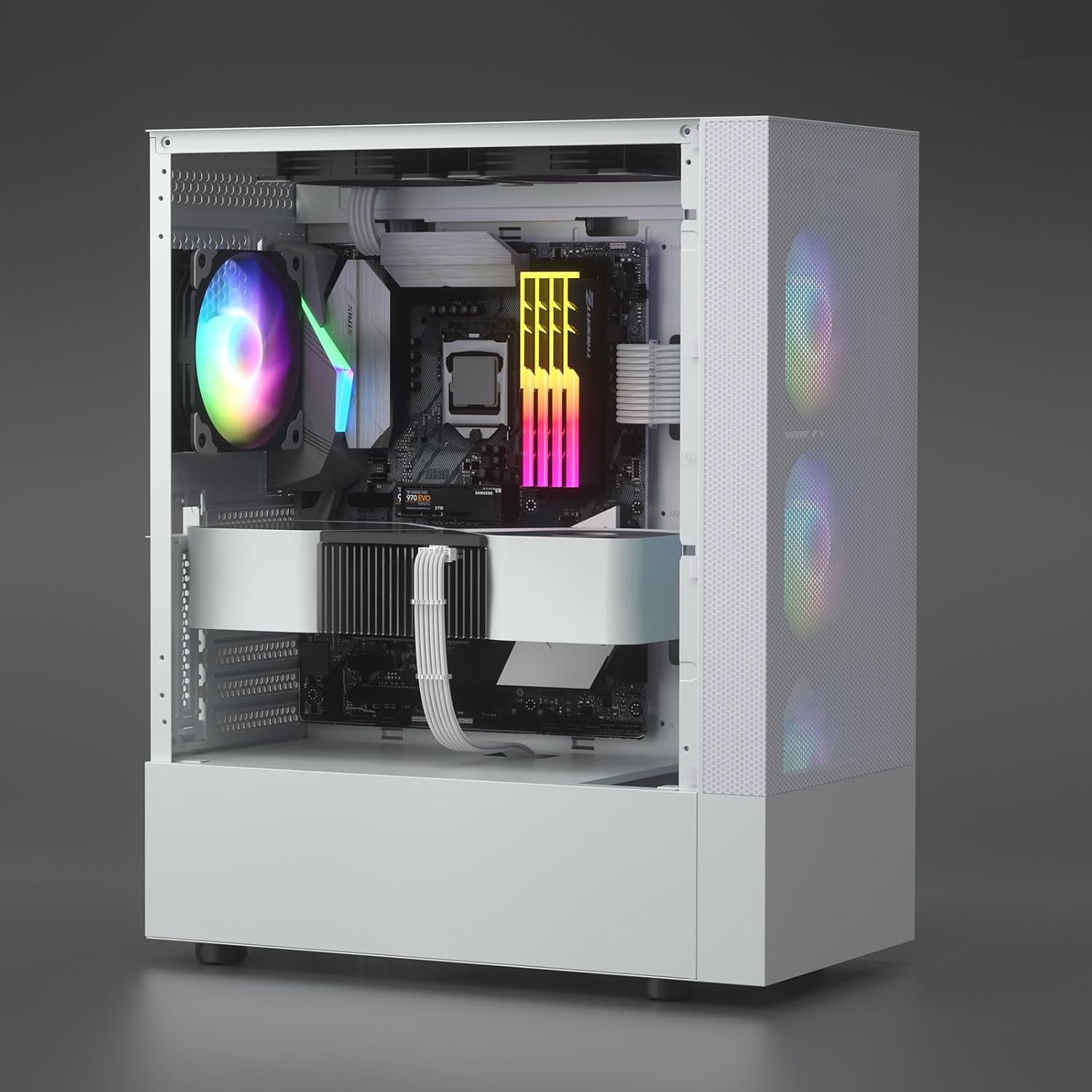 Sirlyr Corsair 12vhpwr Cable 12+4 Pin to Dual 8 Pin PSU Cables 600W PCIE 5.0 - Male to Male WHITE