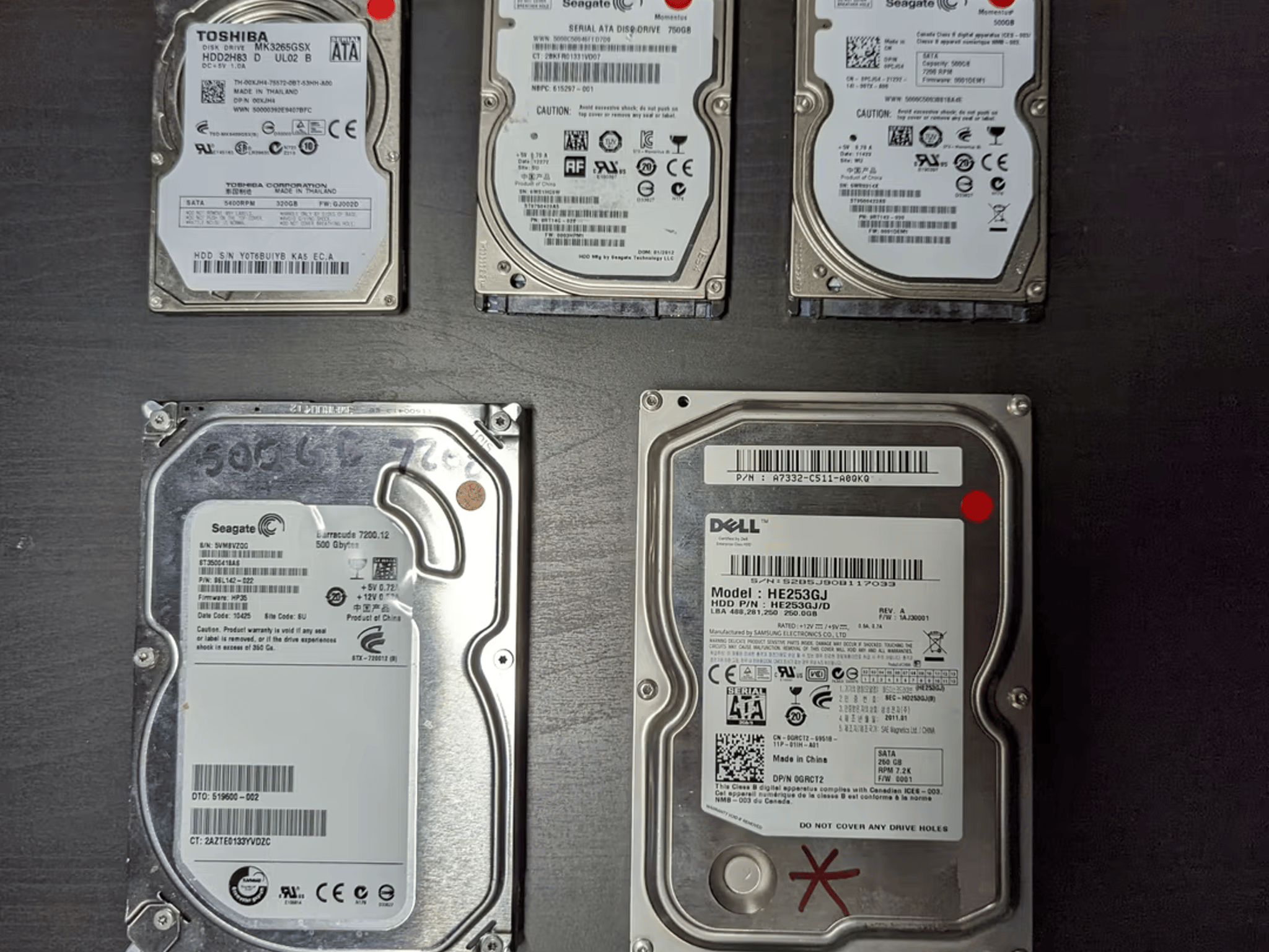 Lot of 5 Various Hard Drives | Read Description
