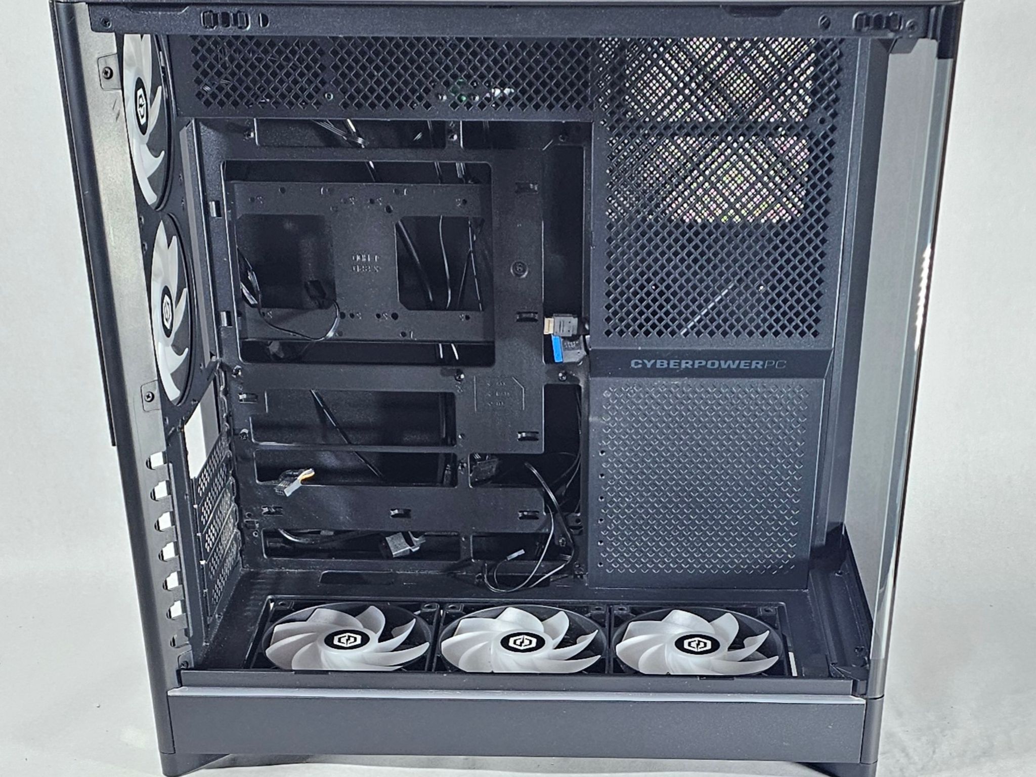 Black CyberPowerPC PC Case with Tempered Glass w/ 5 Fans