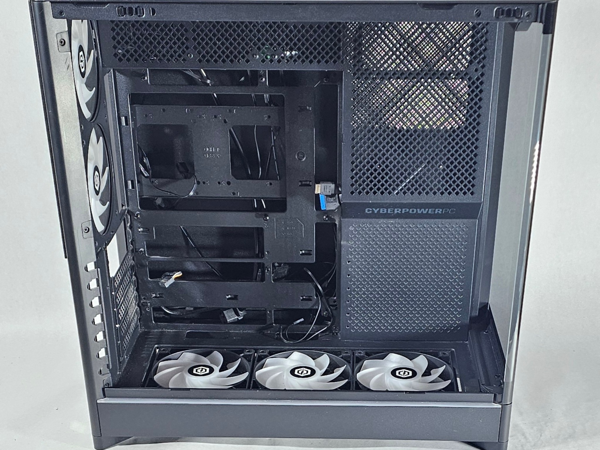 Black CyberPowerPC PC Case with Tempered Glass w/ 5 Fans
