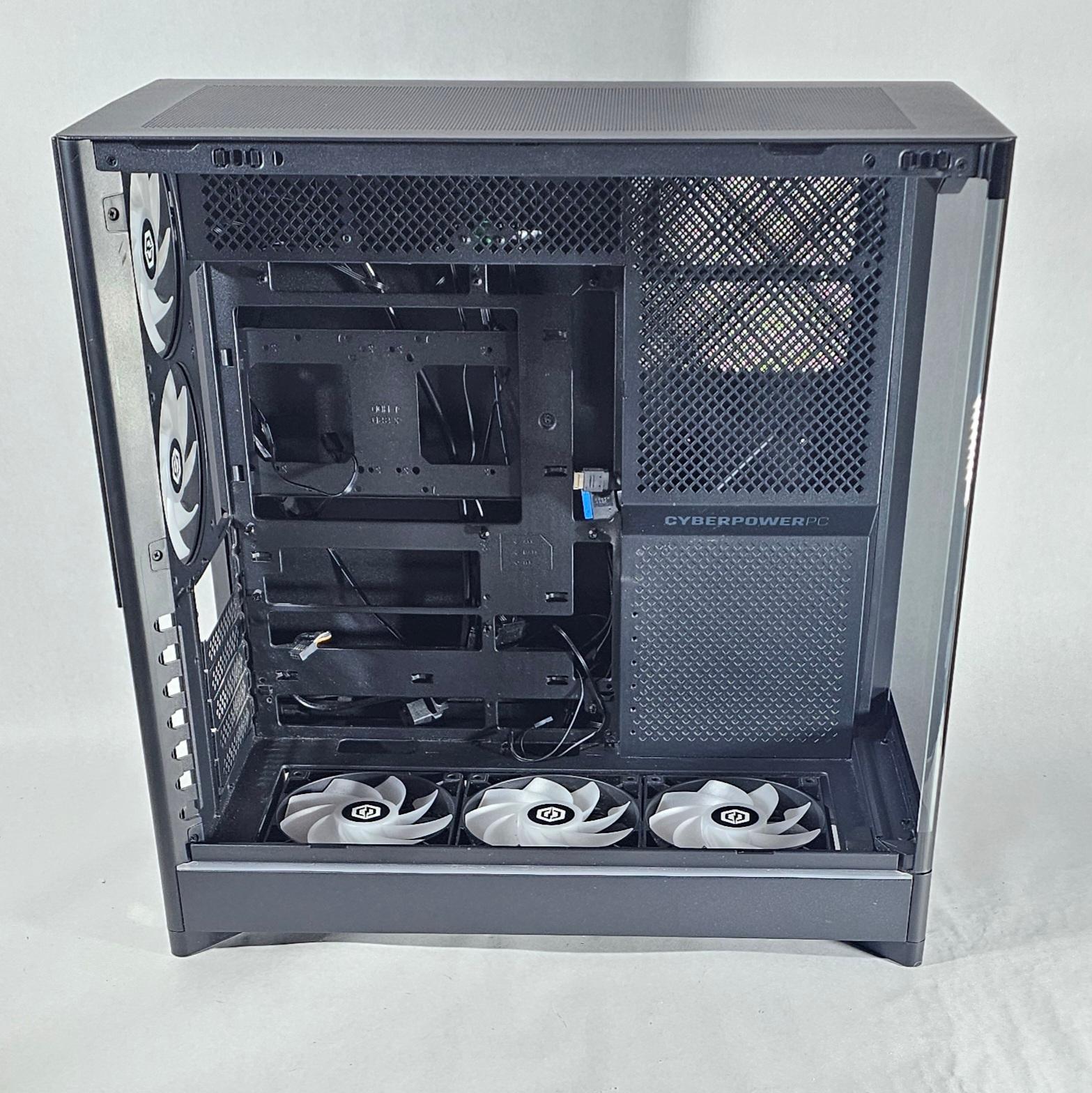 Black CyberPowerPC PC Case with Tempered Glass w/ 5 Fans