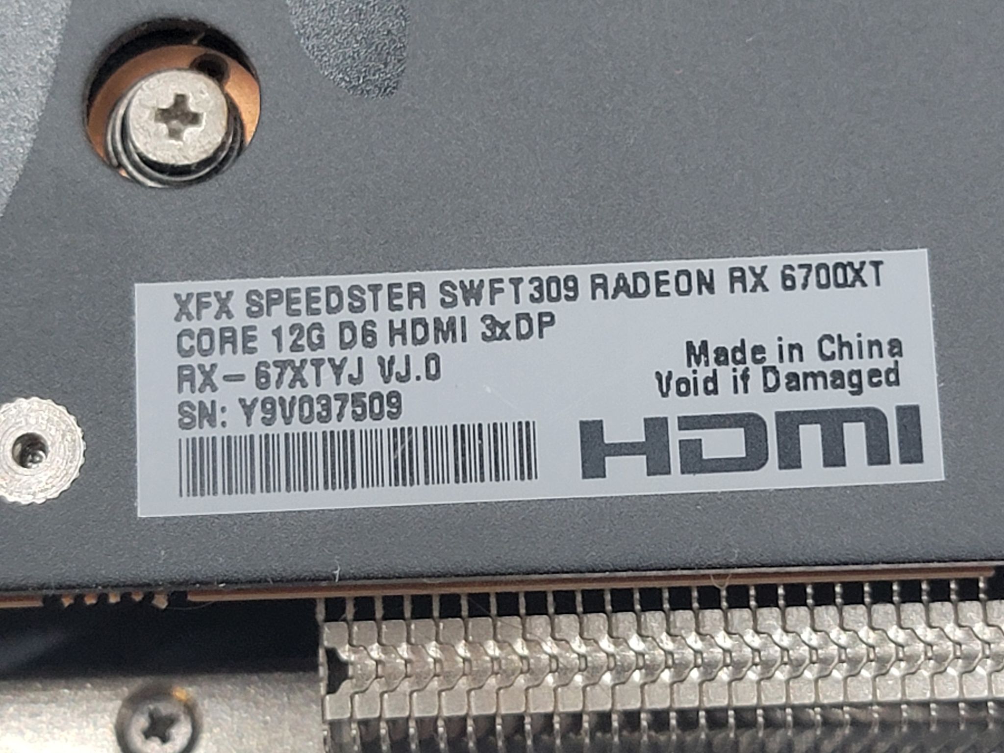 XFX SPEEDSTER SWFT 309 Radeon RX 6700 XT 12GB GDDR6 Graphics Card