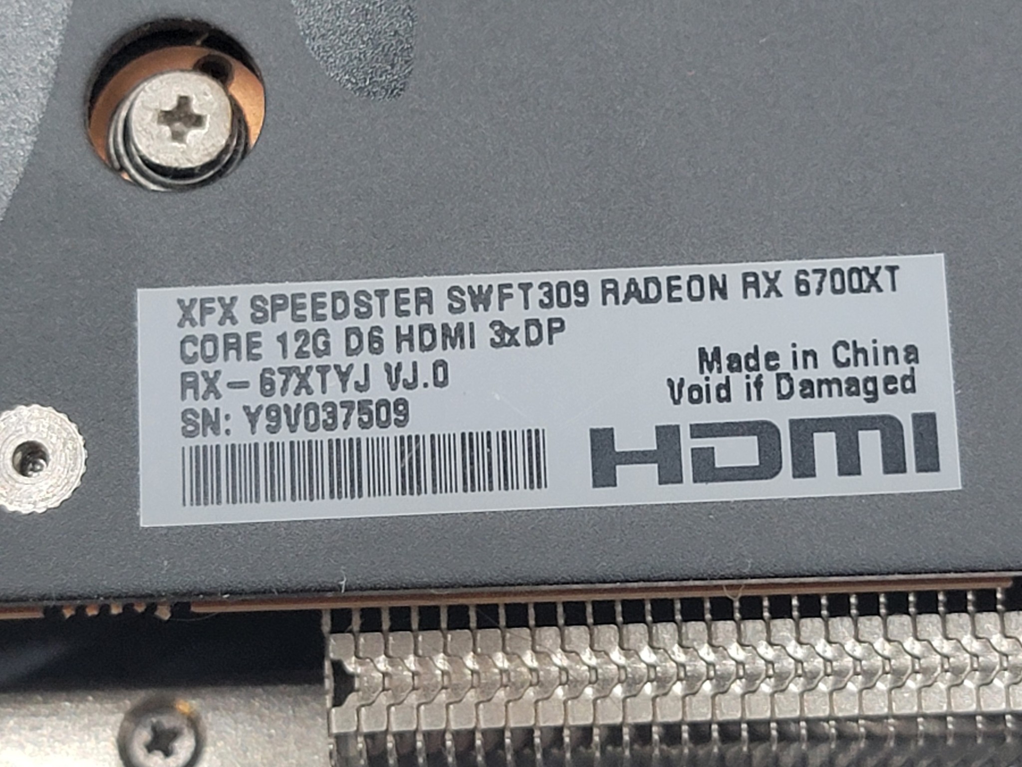 XFX SPEEDSTER SWFT 309 Radeon RX 6700 XT 12GB GDDR6 Graphics Card