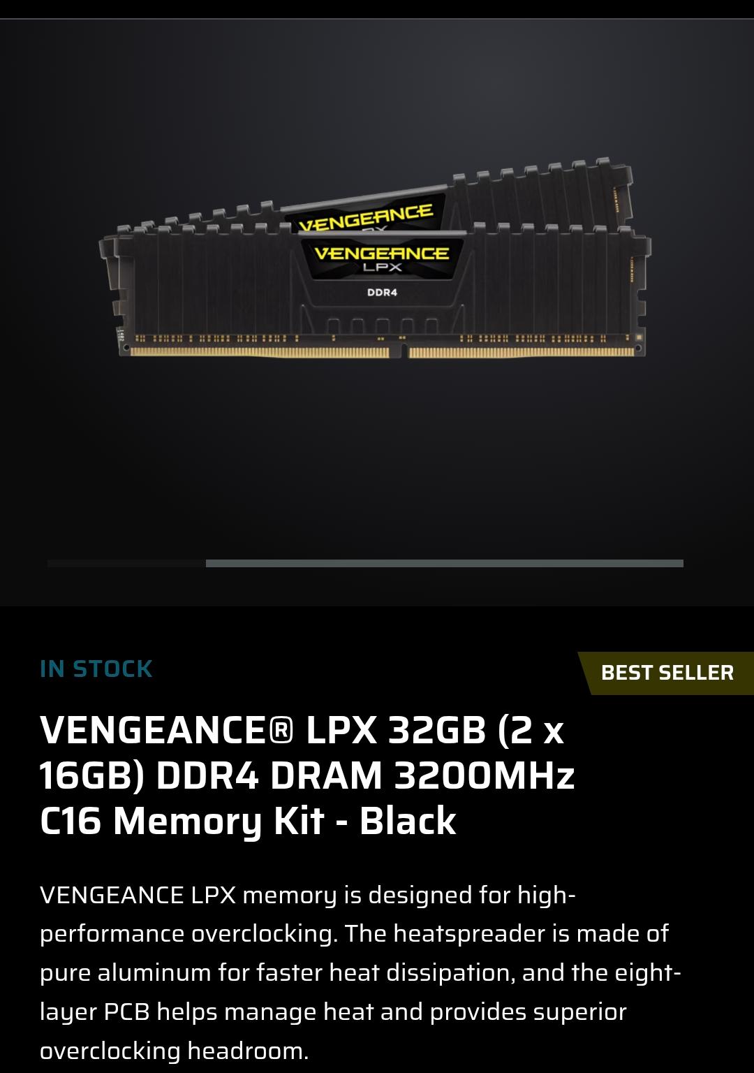Corsair Vengeance LPX 32GB (2x16GB) DDR4 3200MHz C16