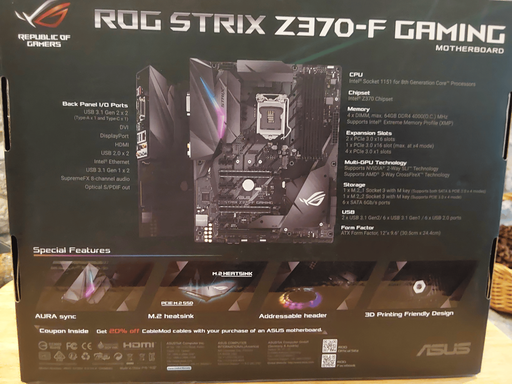 NEW Asus ROG STRIX Z370-F GAMING ATX LGA1151 Motherboard (Intel 8th & 9th Gen CPUs)