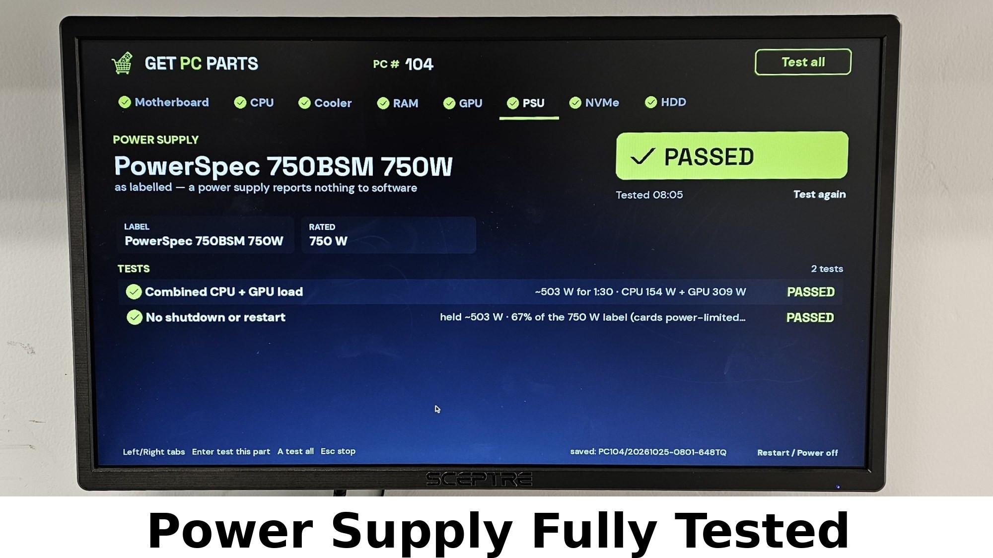 750 Watt PSU PowerSpec PS 750BSM Power Supply