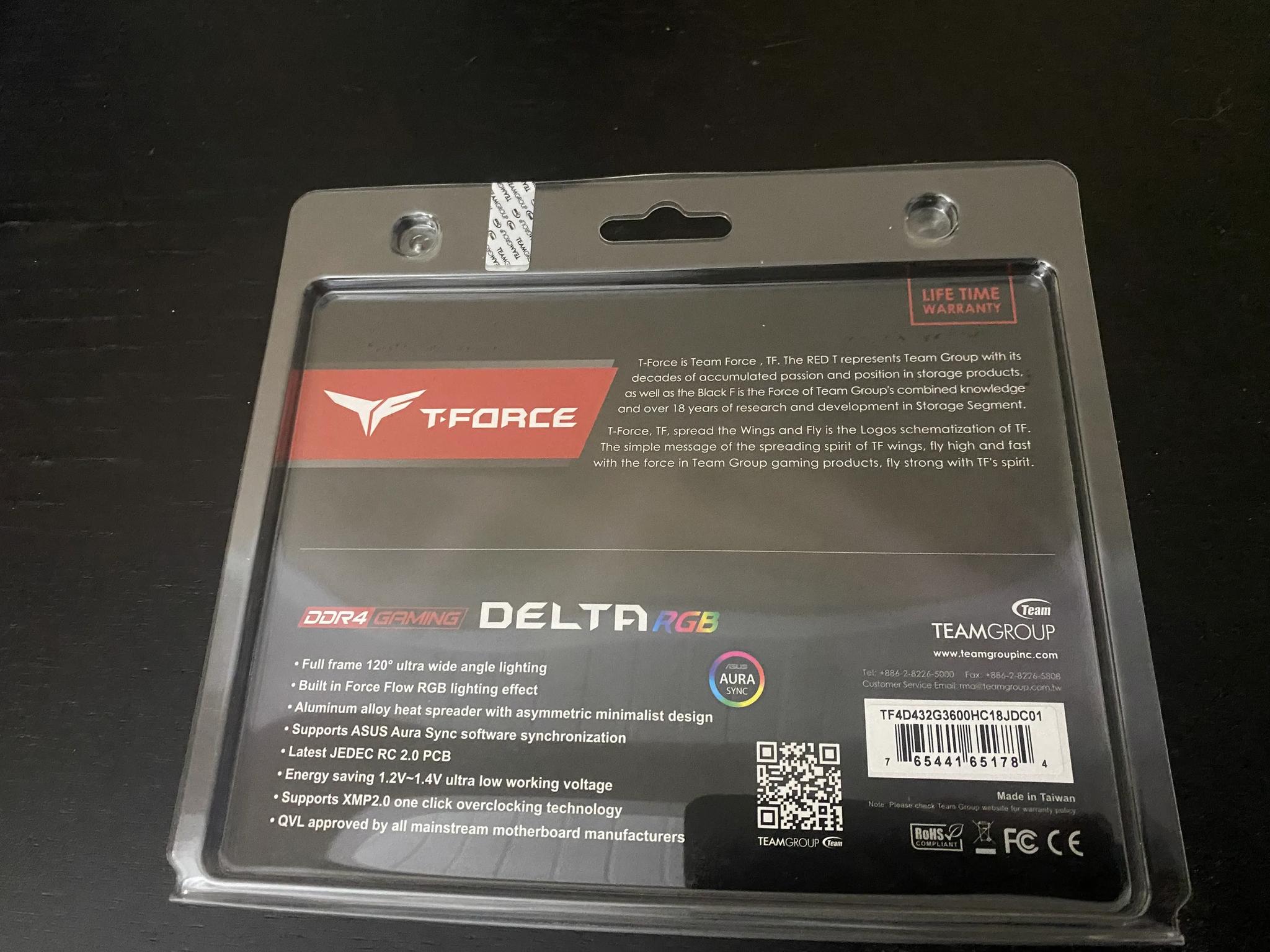 BNIB T-Force Delta RGB DDR4 32GB (2x16) 3600Mhz