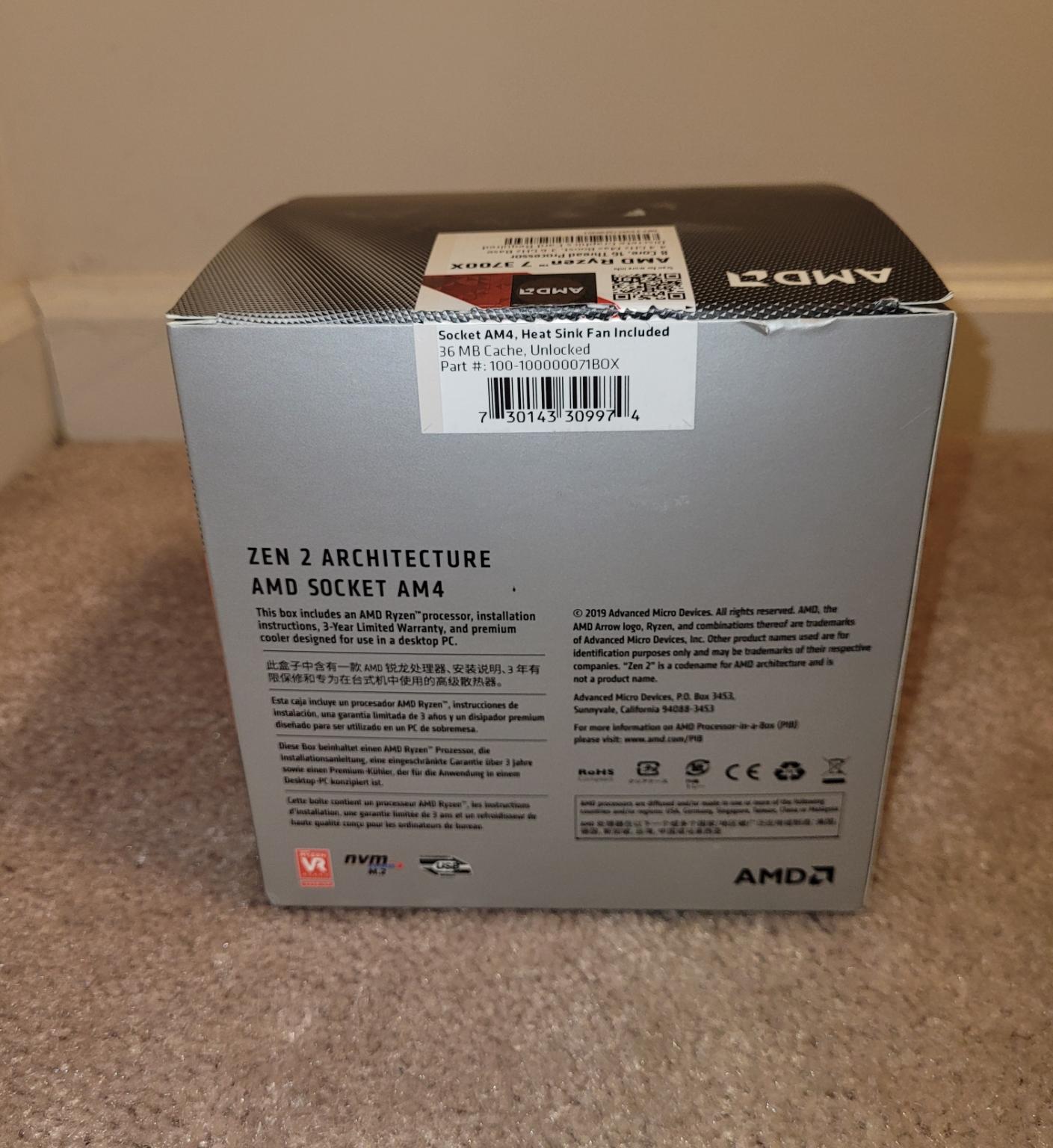 AMD RYZEN 7 3700X 3.6 GHz 8-Core Processor (No Cooler Included)