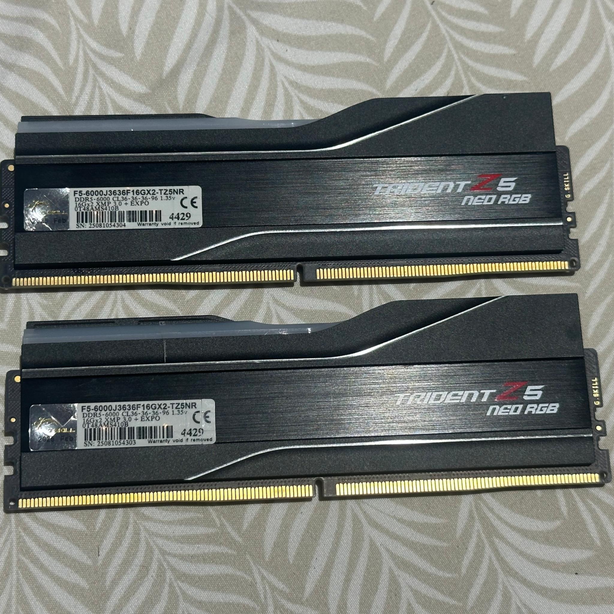 G.SKILL Trident Z5 Neo RGB Series (AMD Expo) DDR5 RAM 32GB (2x16GB) 6000MT/s CL30-38-38-96