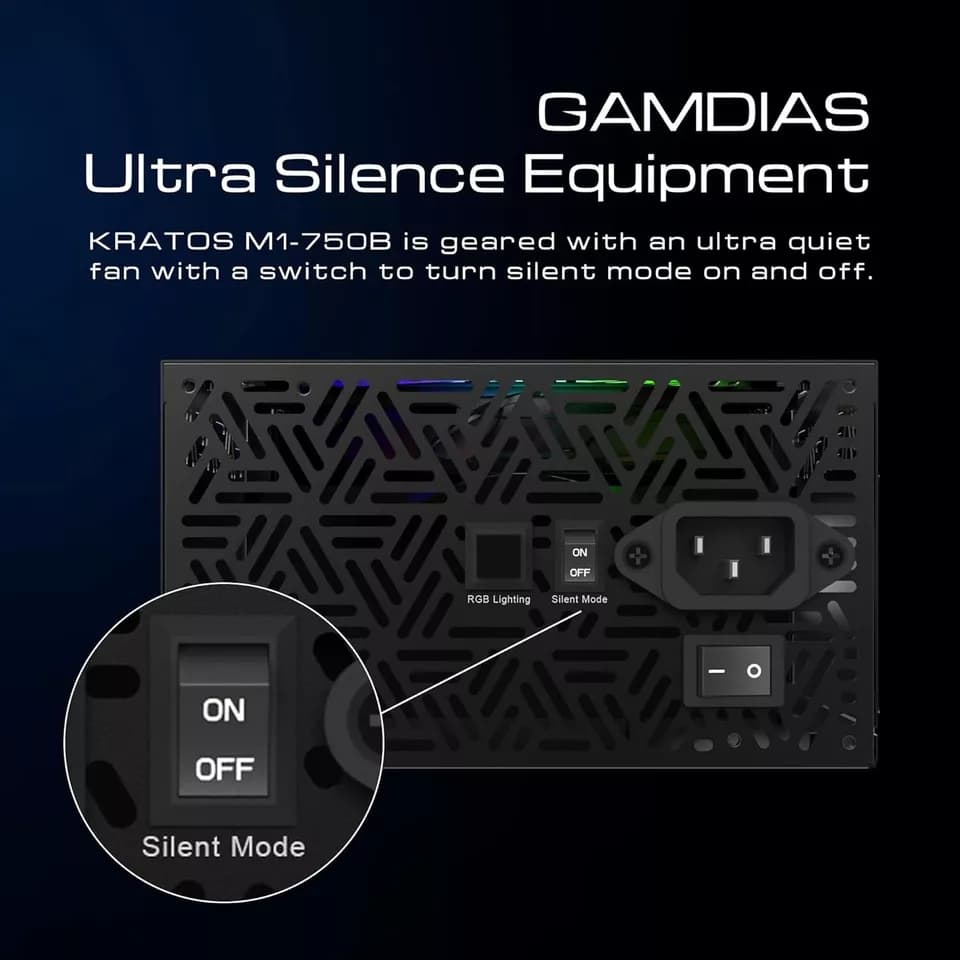 GAMDIAS RGB Gaming Power Supply 750W 80 Plus Bronze Kratos M1-750B