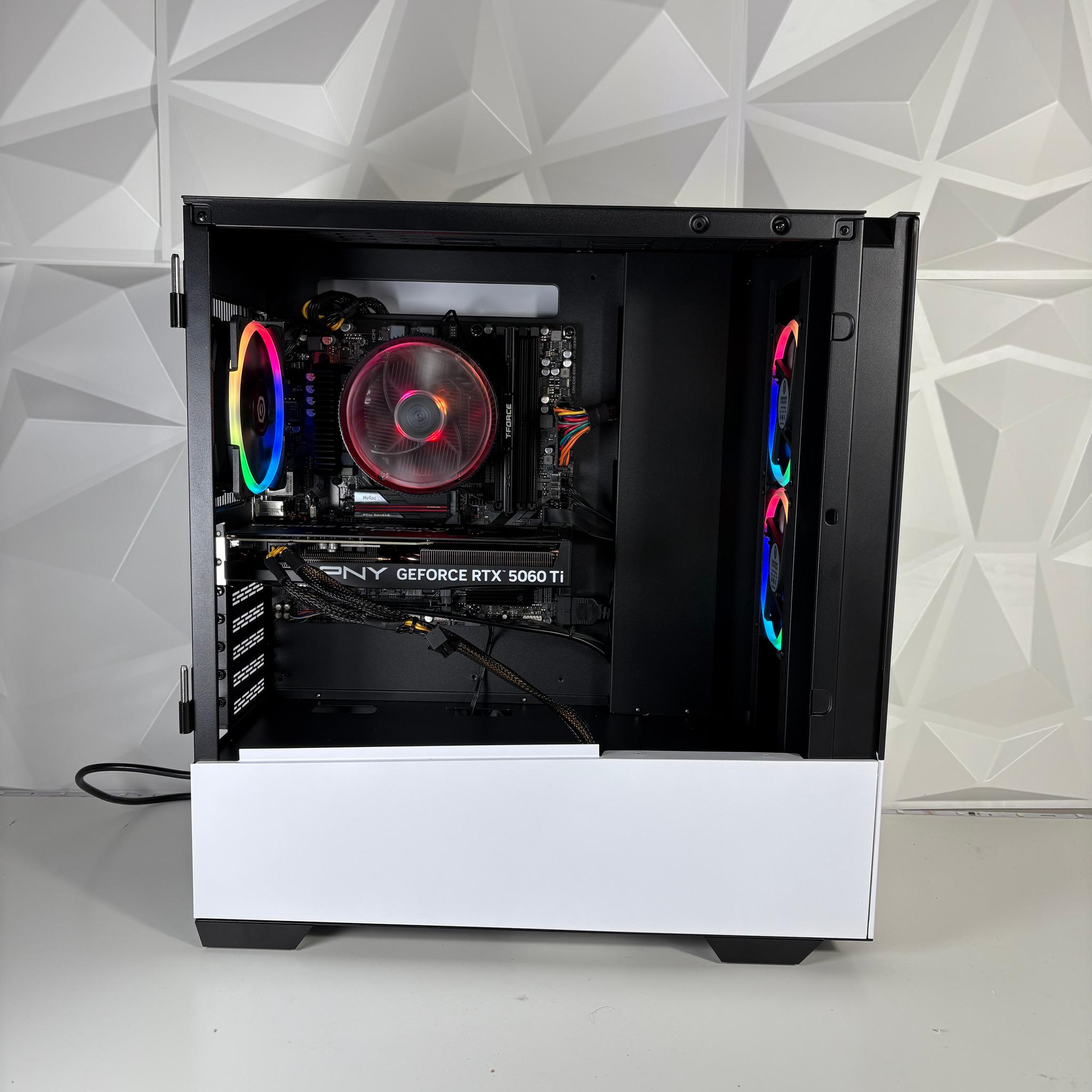 Clean White Gaming PC - Nvidia RTX 5060 Ti 16GB, AMD Ryzen 5 7600, 16GB DDR5, 1TB SSD