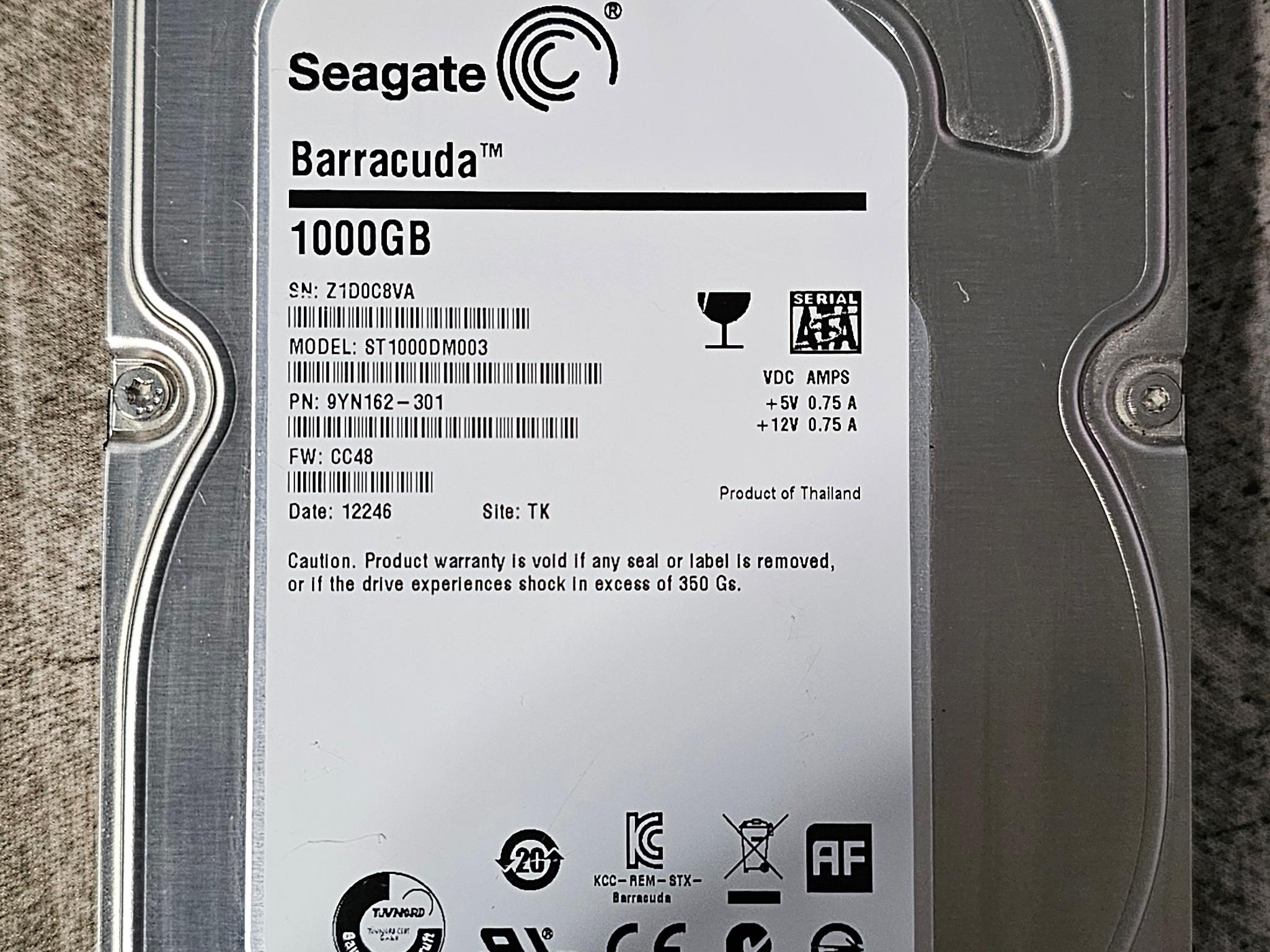 Seagate Barracuda 1TB SATAIII 3.5" 7200RPM HDD