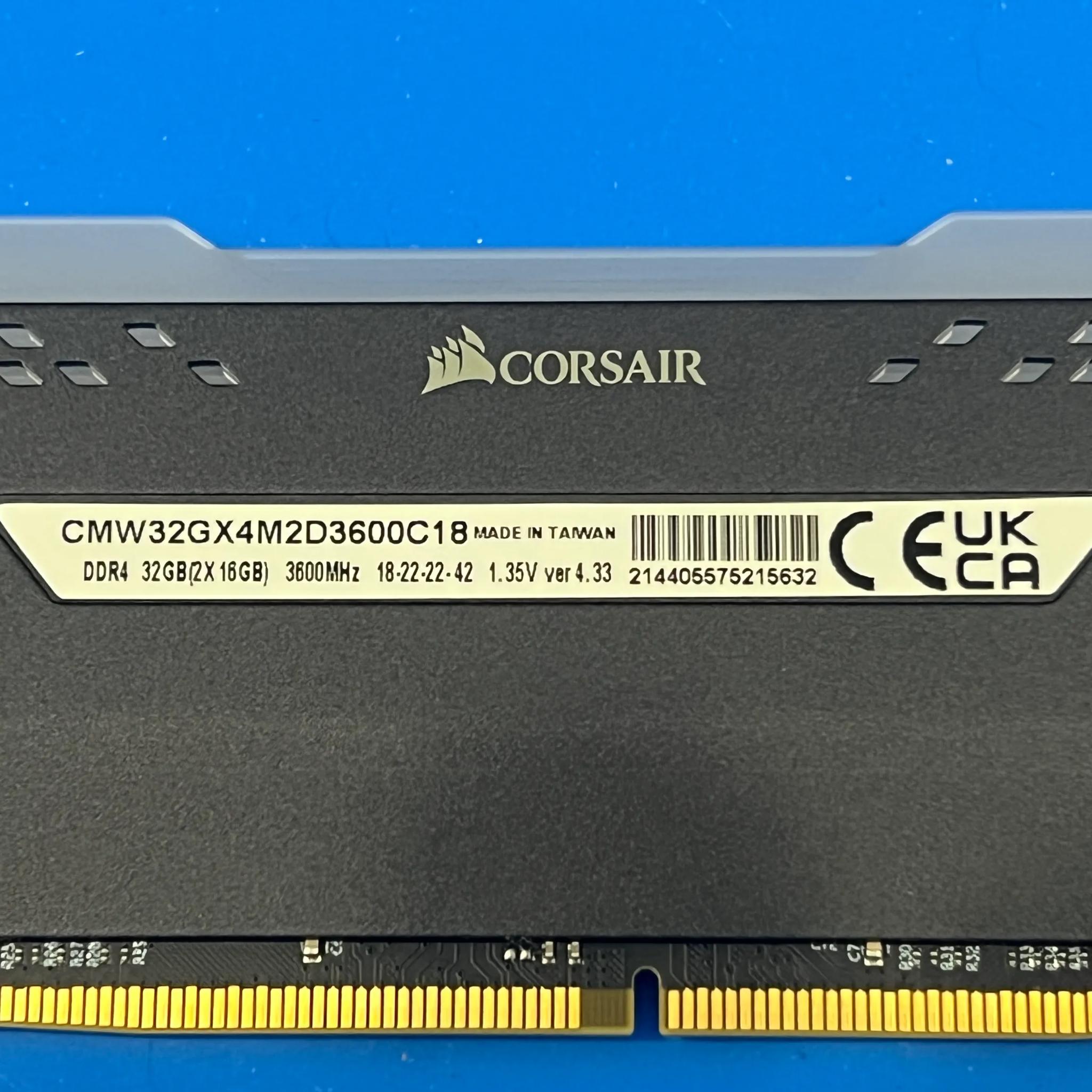 CORSAIR VENGEANCE® RGB PRO 32GB (2 x 16GB) DDR4 DRAM 3600MHz C18 Memory Kit — Black