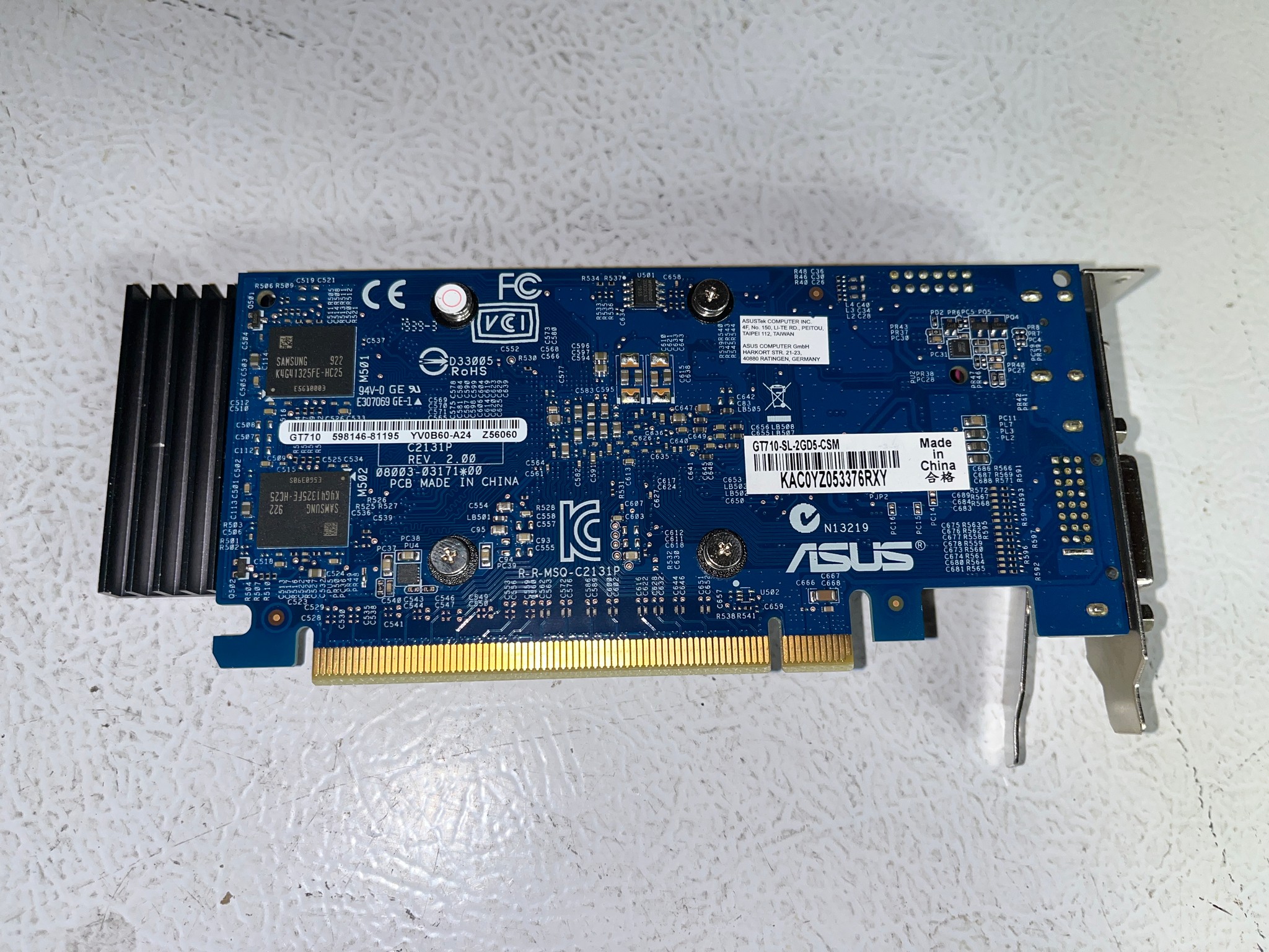 ASUS GeForce GT 710 2GB GDDR5 GT710‑SL‑2GD5‑CSM – LP Card & Bracket – Tested