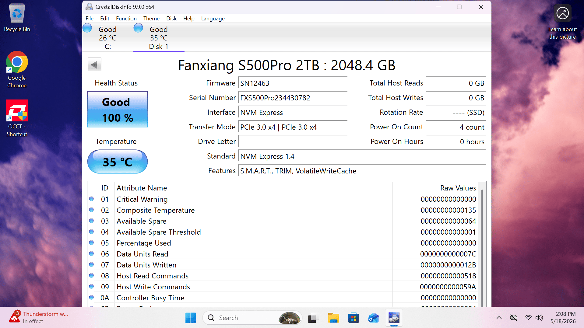 2TB Fanxiang M.2 NVME SSD S500 Pro PCIe Gen3 x4