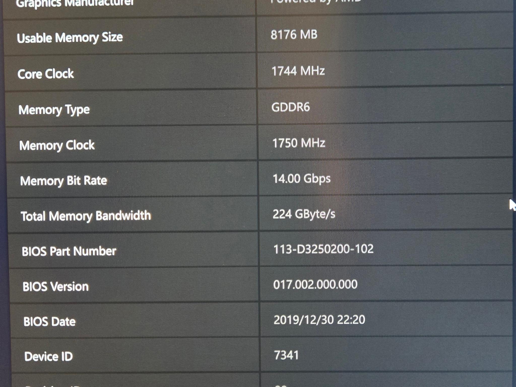 AMD Radeon W5500 PRO 8GB