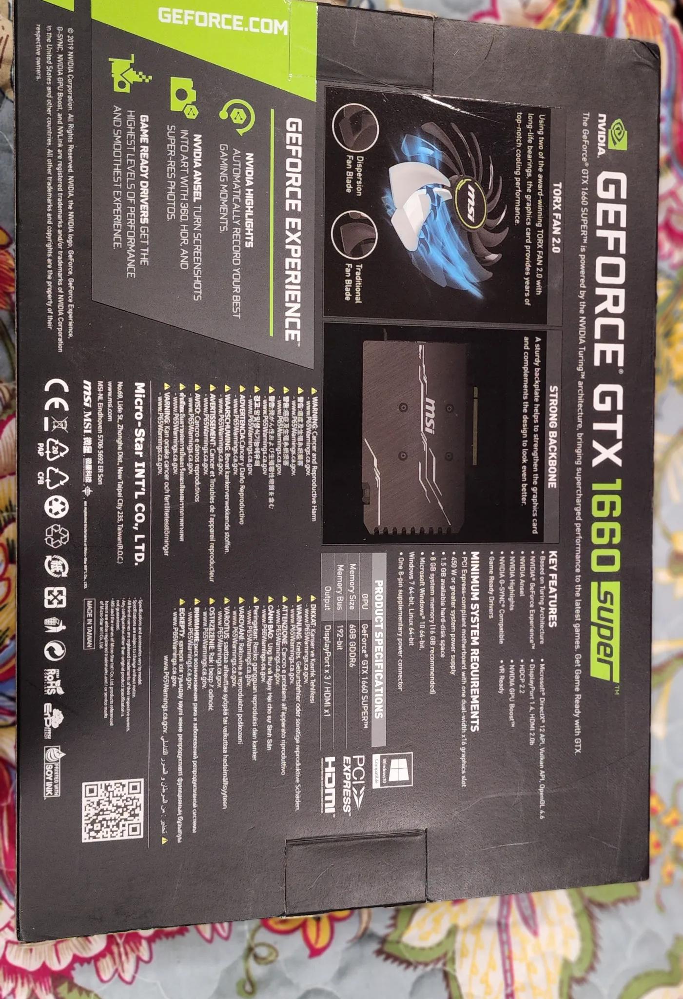 MSI Nvidia GeForce GTX 1660 SUPER VENTUS XS OC Graphics Card, PCI-E x16