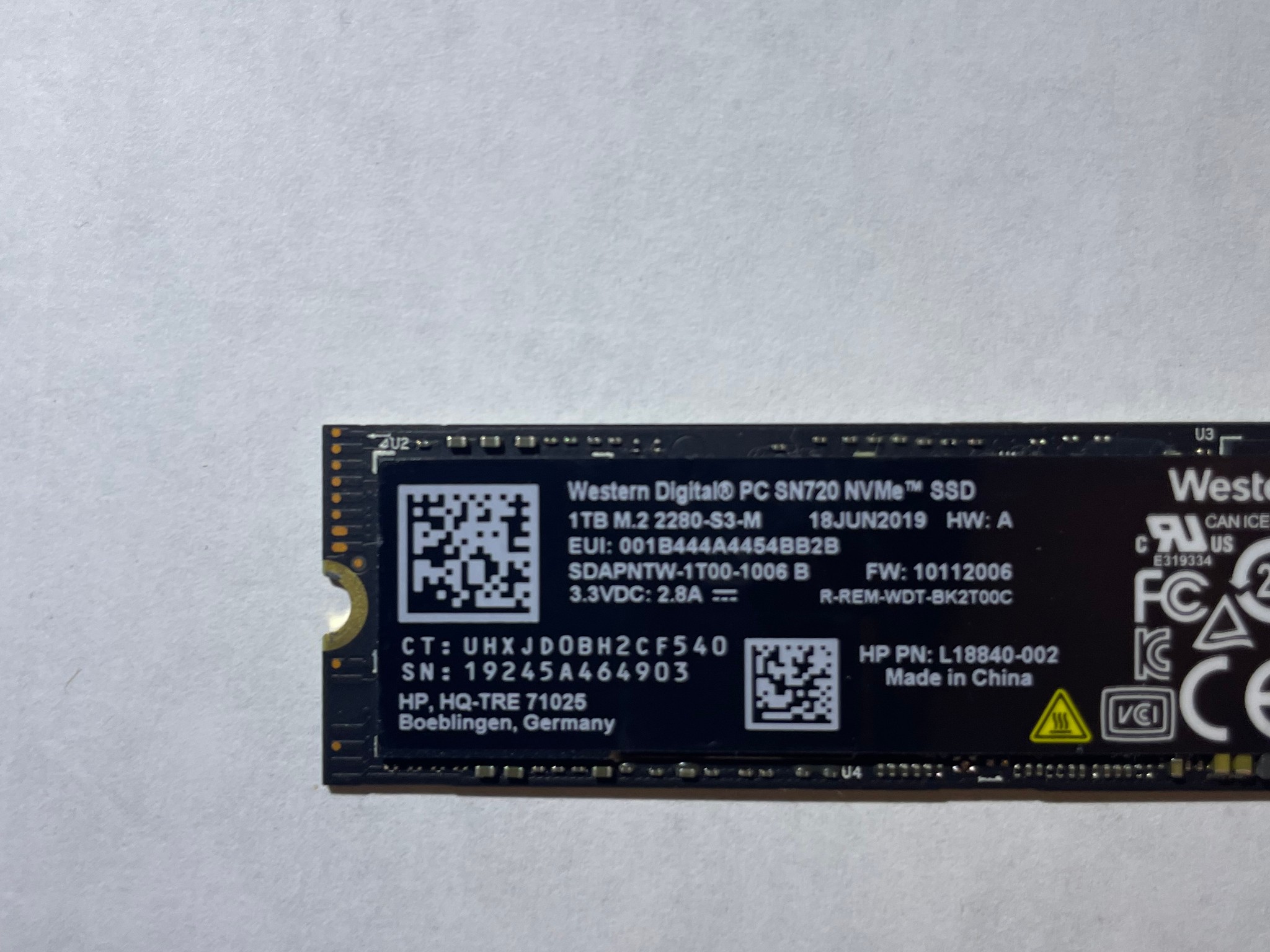 Western Digital M.2 1TB NVMe SSD SN720