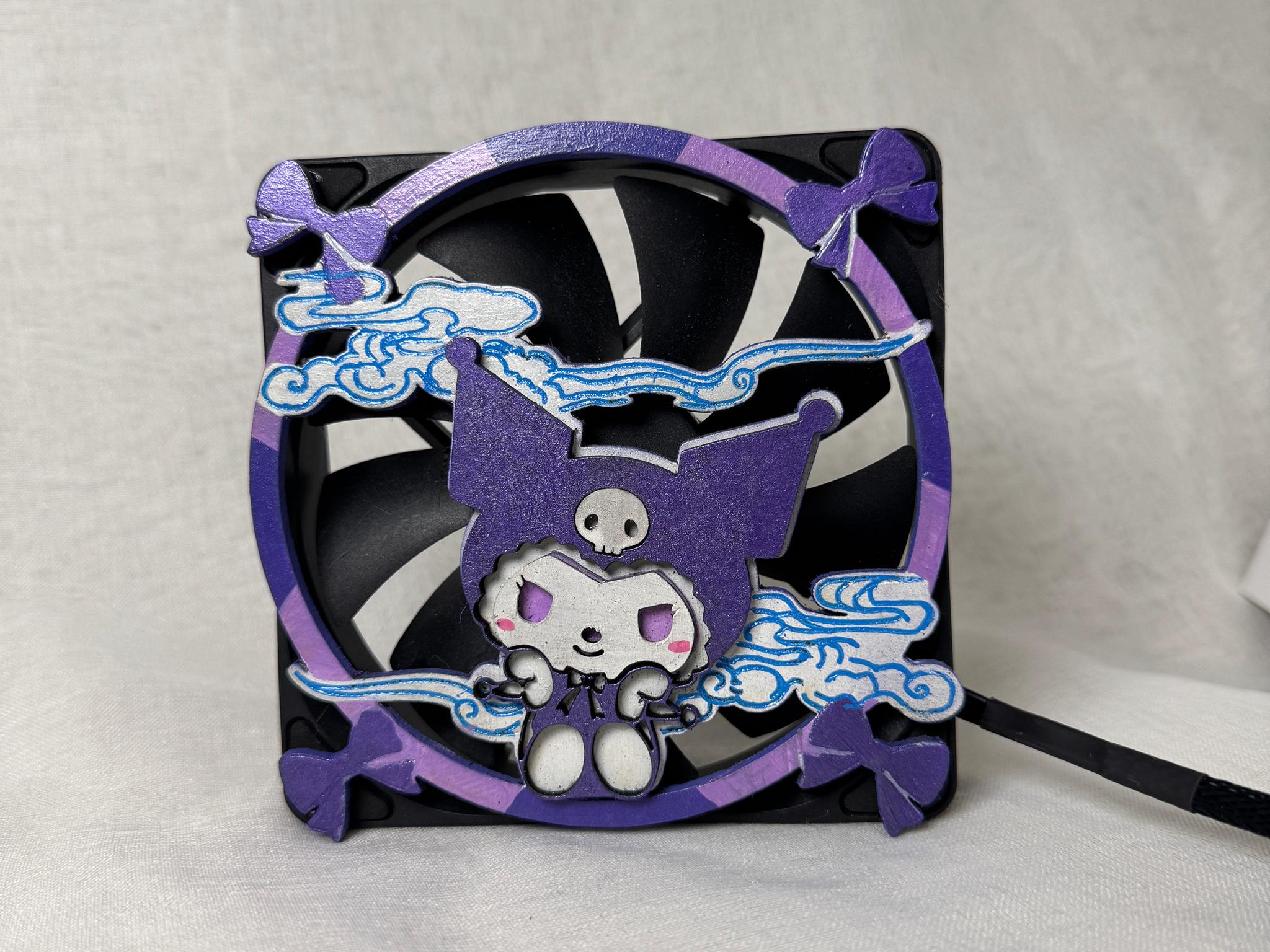 Kuromi Case Fan Cover - Magnetic Snap 120mm Compatible