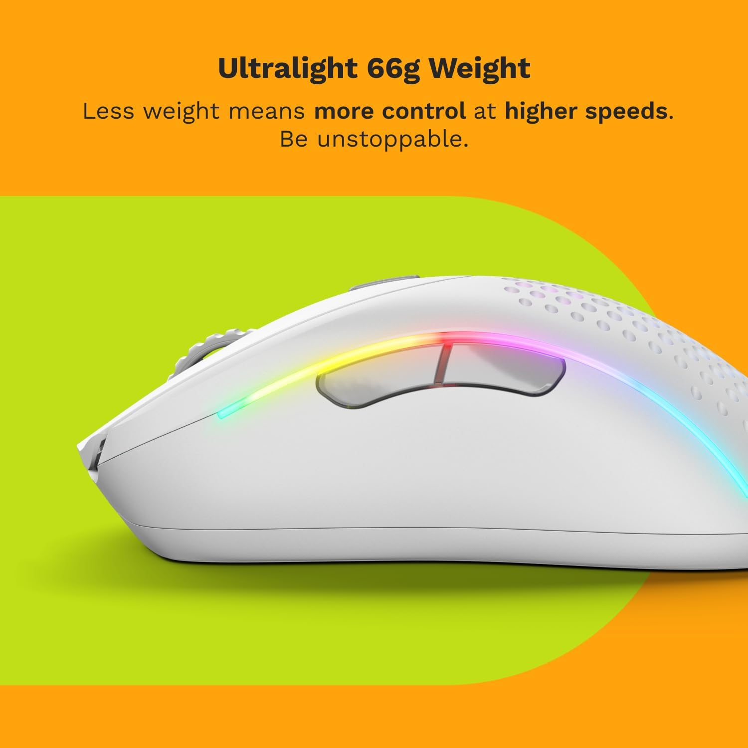 Glorious Gaming - D 2 Wireless Ergonomic Mouse, Superlight 66g (White)
