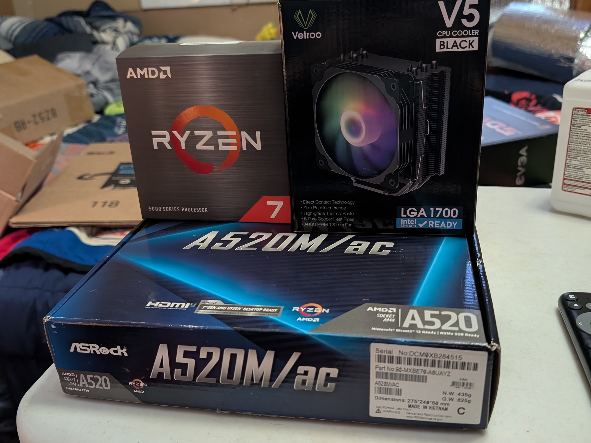 [Used] AM4 Upgrade Combo: Ryzen 7 5700X + ASRock A520M/ac + Vetroo V5 Cooler+ 32GB DDR4 3200 RAM