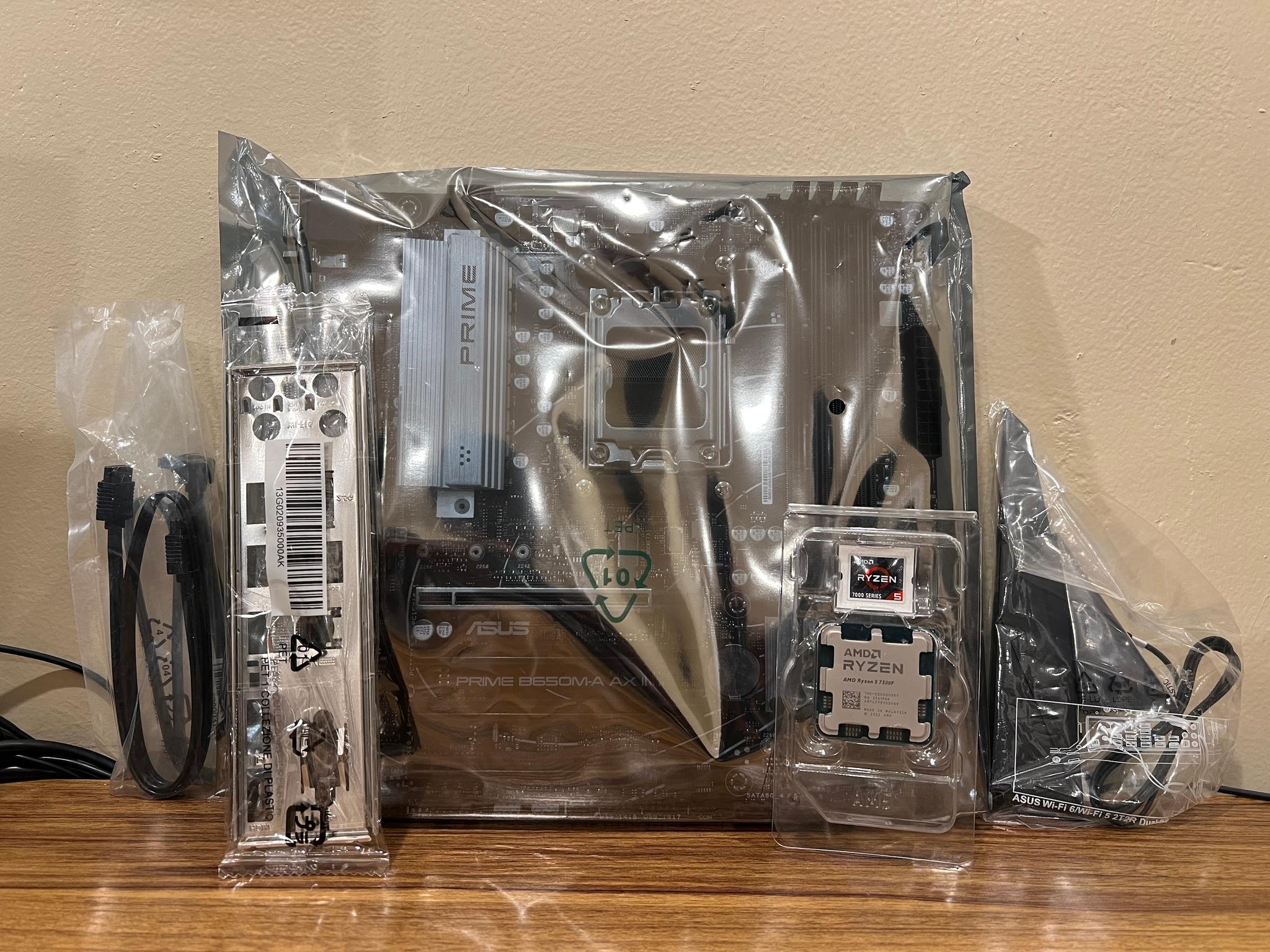AMD Ryzen 5 7500F + ASUS Prime B650M-A AX II mATX AM5 Wifi and Bluetooth Motherboard Combo Bundle