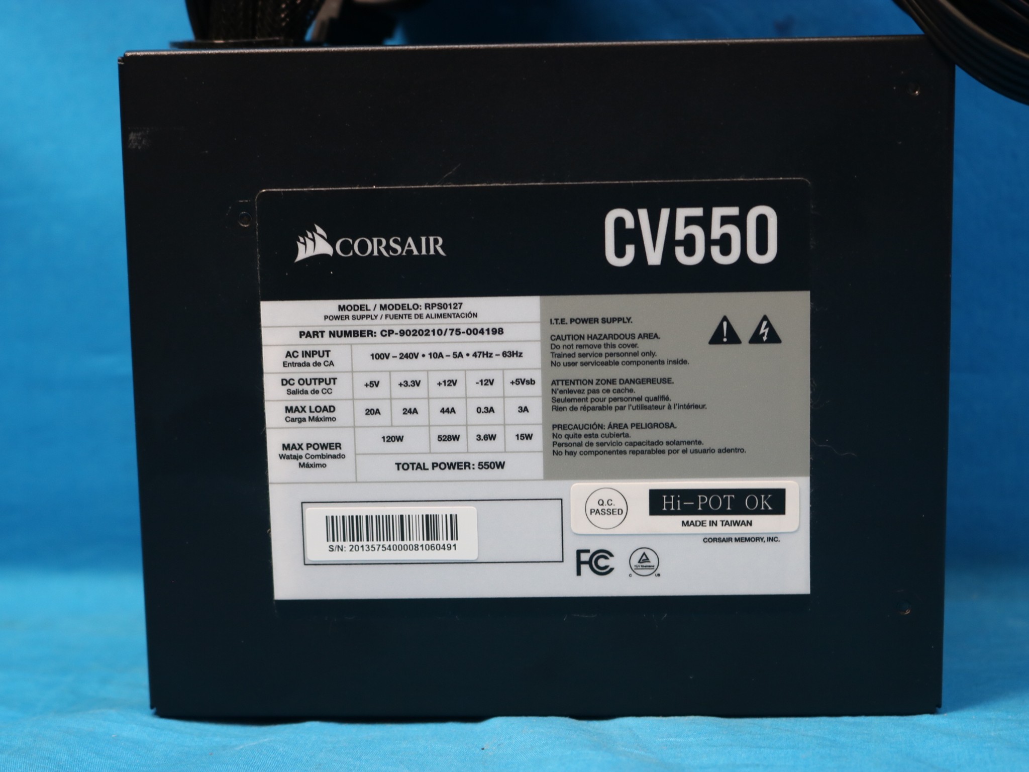 Corsair CV550 550W 80+ Bronze ATX Desktop Power Supply - 4259297750