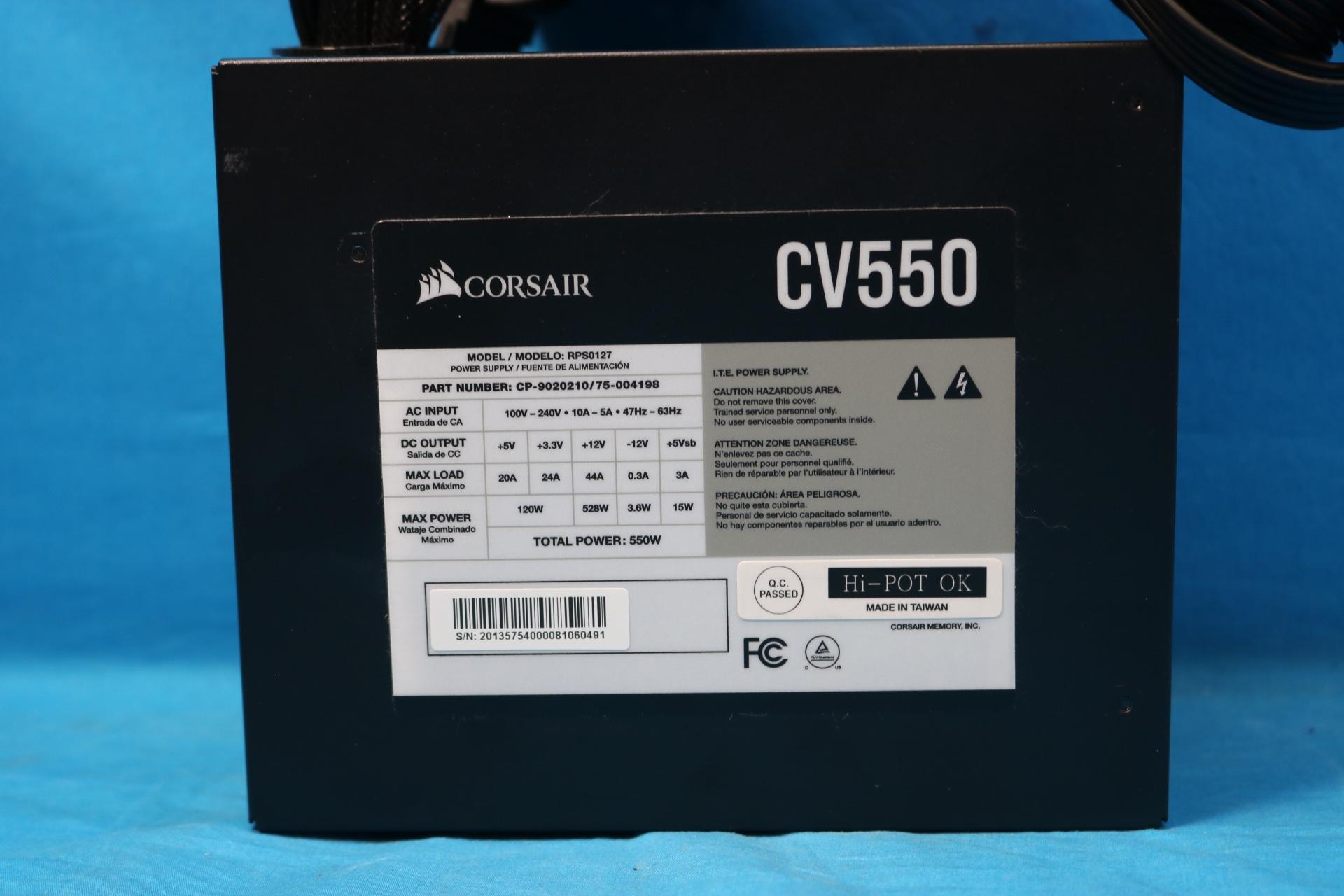 Corsair CV550 550W 80+ Bronze ATX Desktop Power Supply - 4259297750