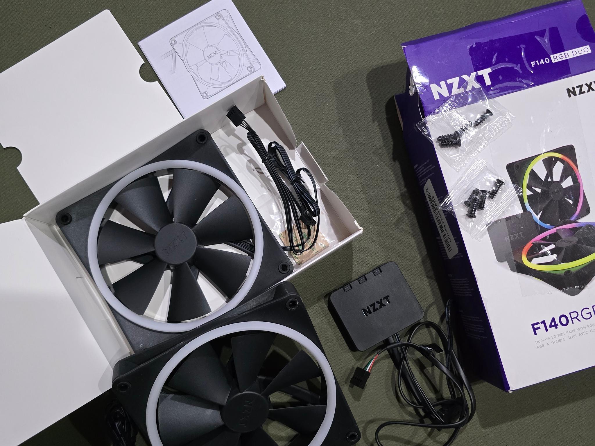 NZXT F140 RGB Twin Pack – 2 x 140mm PWM PC Fans with RGB Controller CAM Software 18 LEDs Black