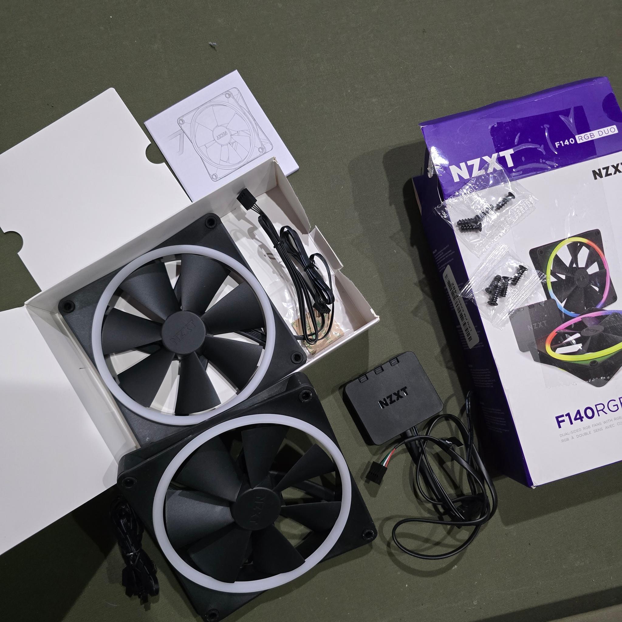NZXT F140 RGB Twin Pack – 2 x 140mm PWM PC Fans with RGB Controller CAM Software 18 LEDs Black