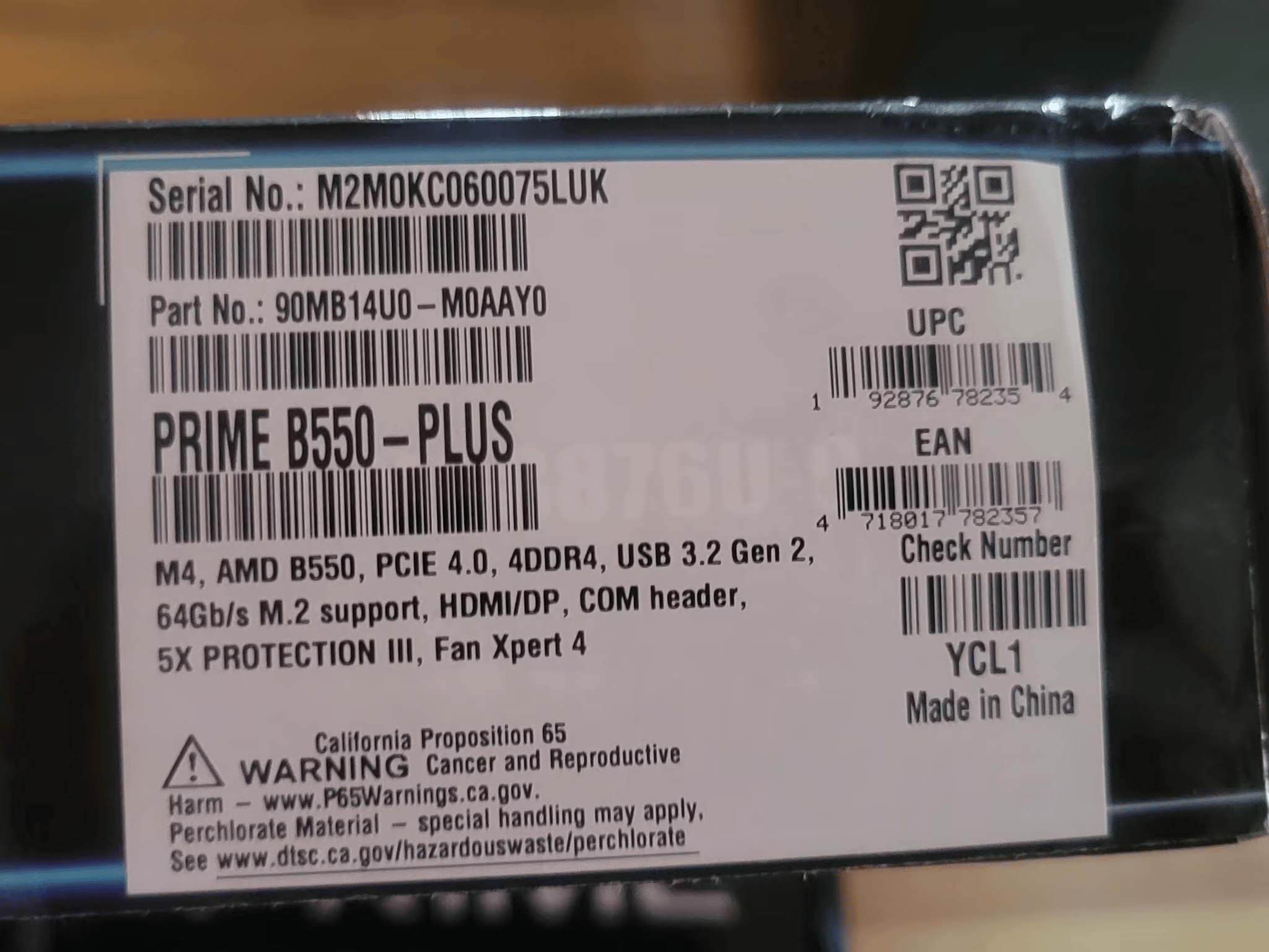 BNIB Asus PRIME B550-PLUS ATX