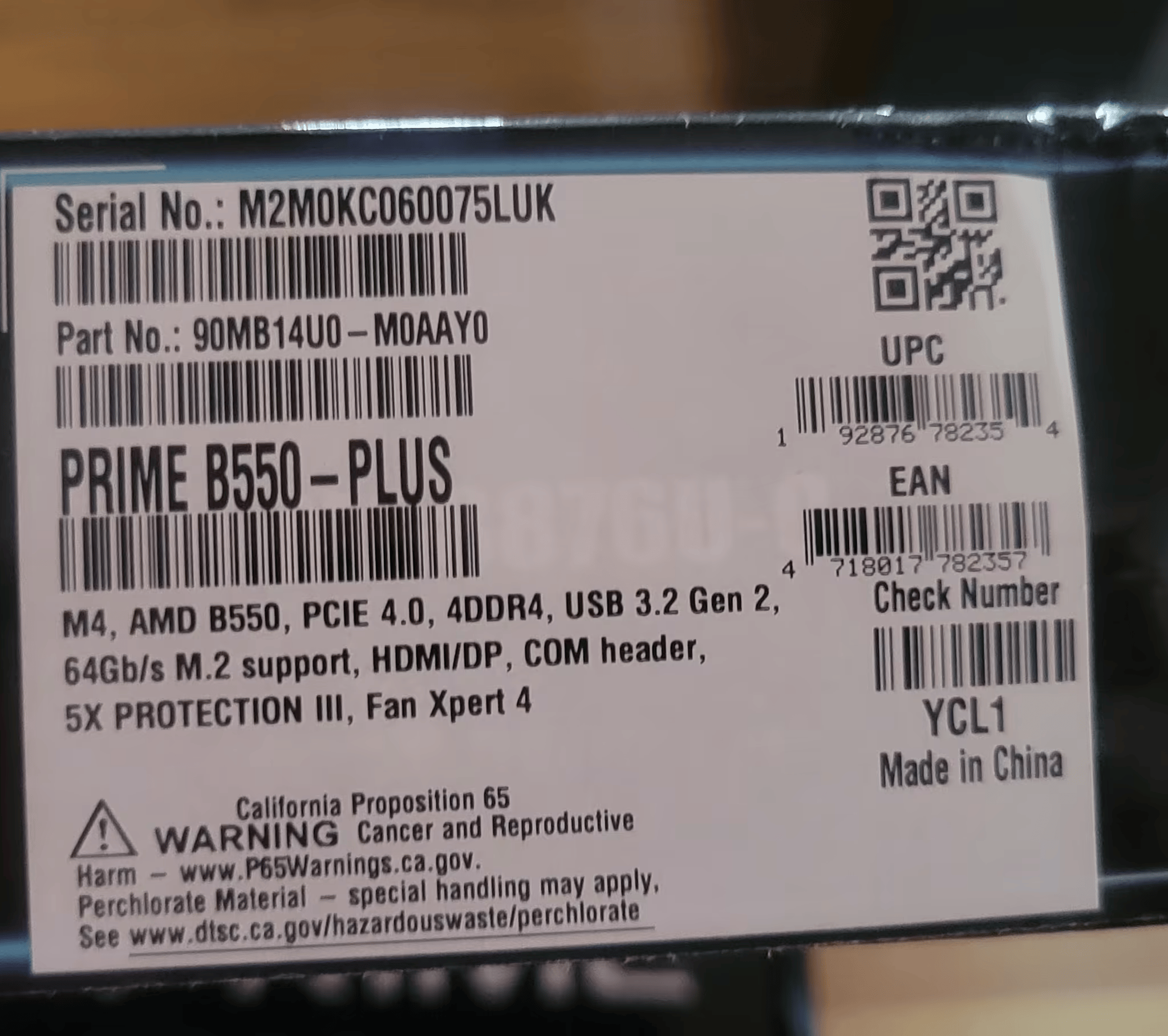 BNIB Asus PRIME B550-PLUS ATX