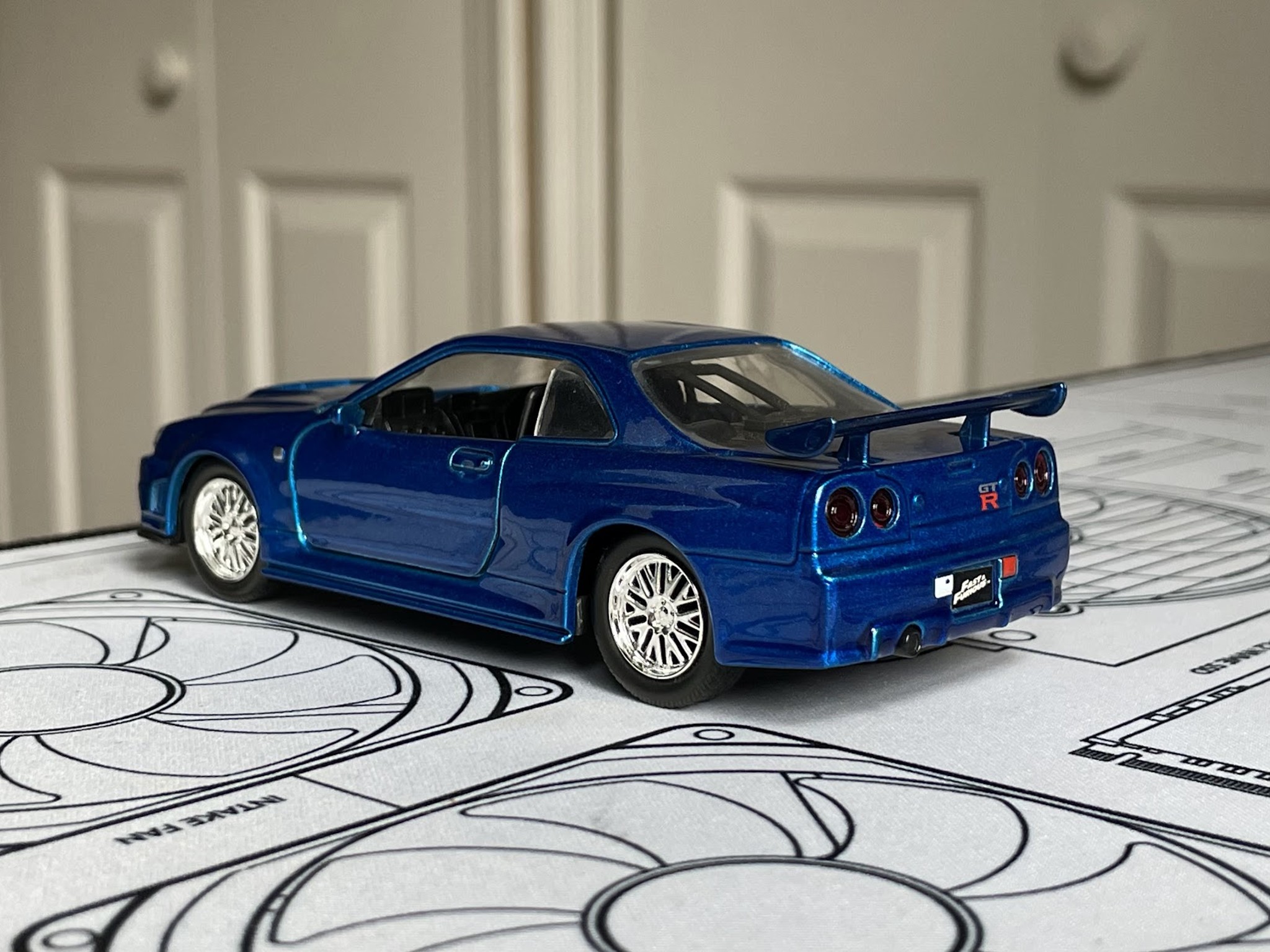 Jada Toys Fast & Furious Brian's 2002 Blue Nissan Skyline GT-R R34 Diecast Car Model 1:32