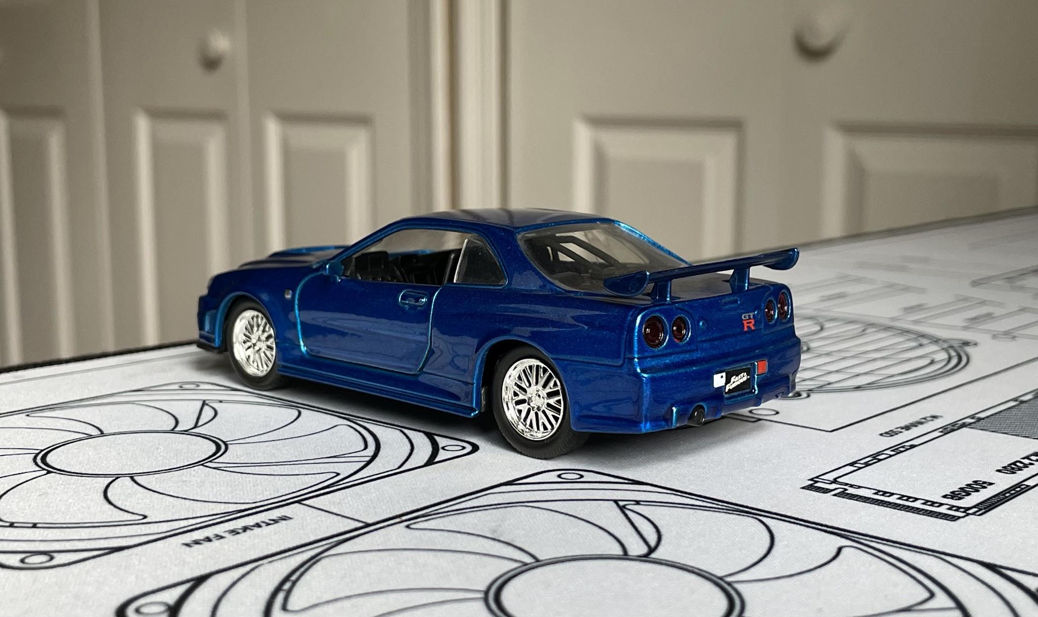 Jada Toys Fast & Furious Brian's 2002 Blue Nissan Skyline GT-R R34 Diecast Car Model 1:32