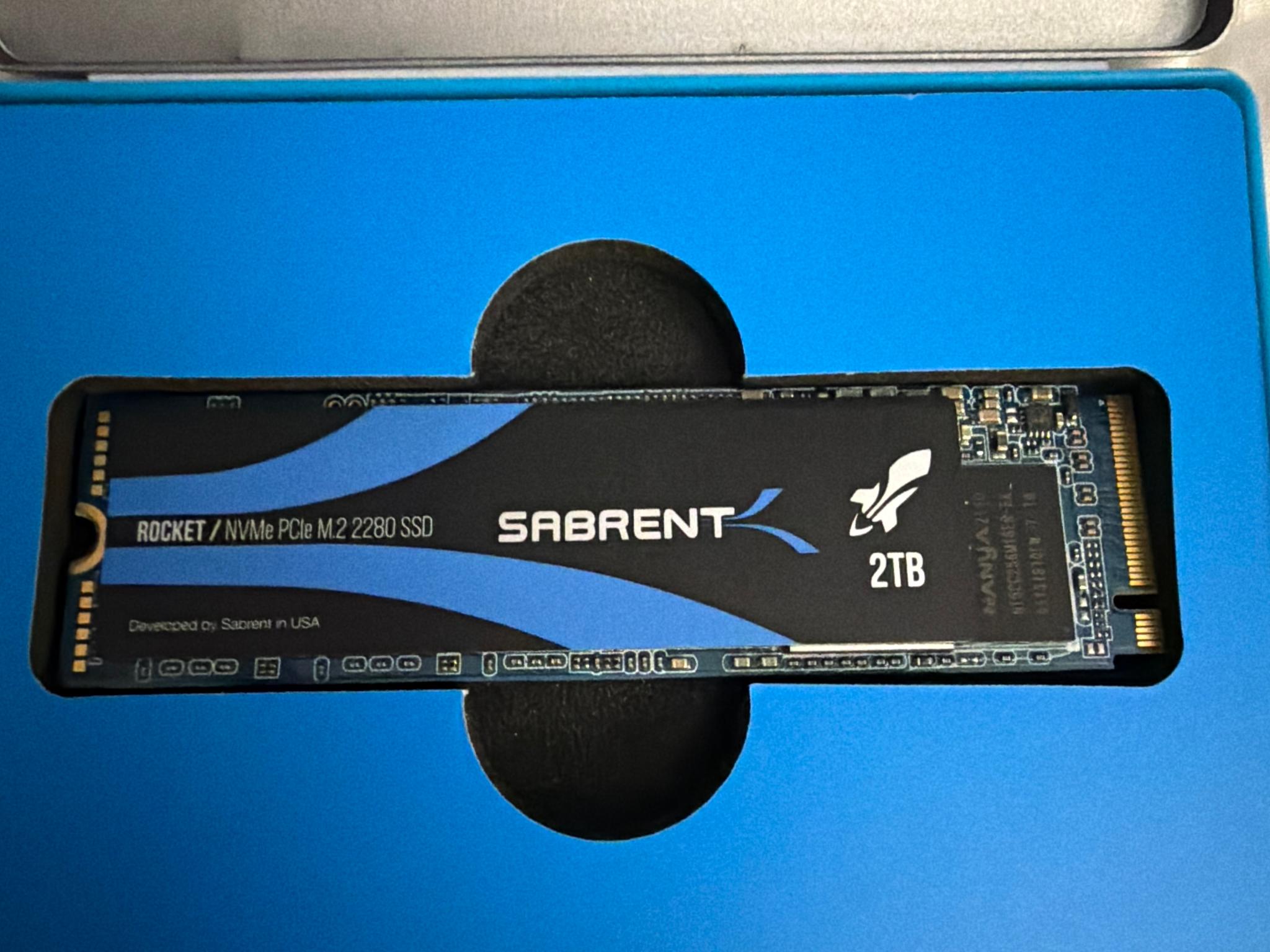 2TB Sabrent Rocket NVME M.2 SSD 100% HEALTH